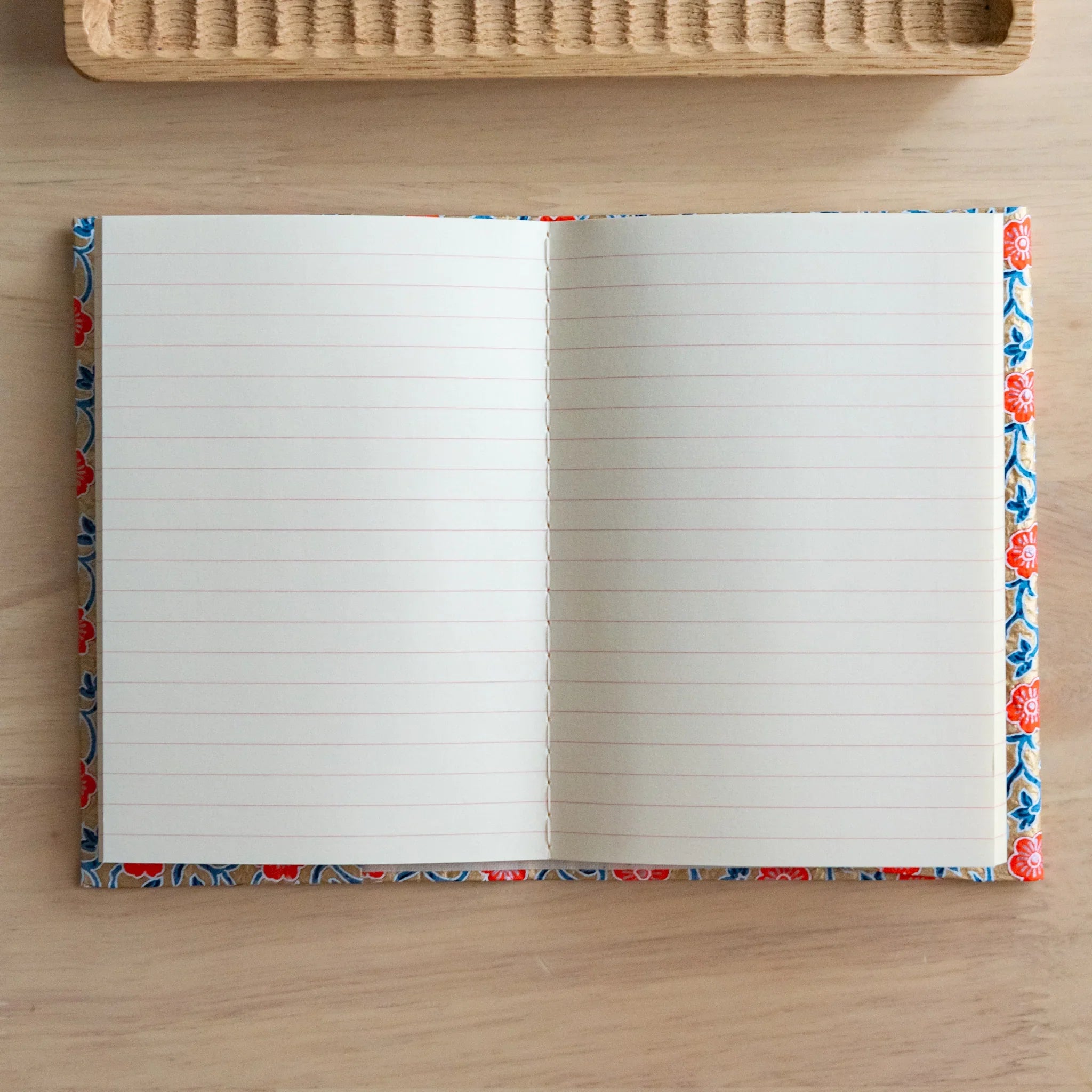 Red Flower Hand-Dyed Yuzen Washi Book Co, variant 5: front-facing angle with clear features with full visual clarity
