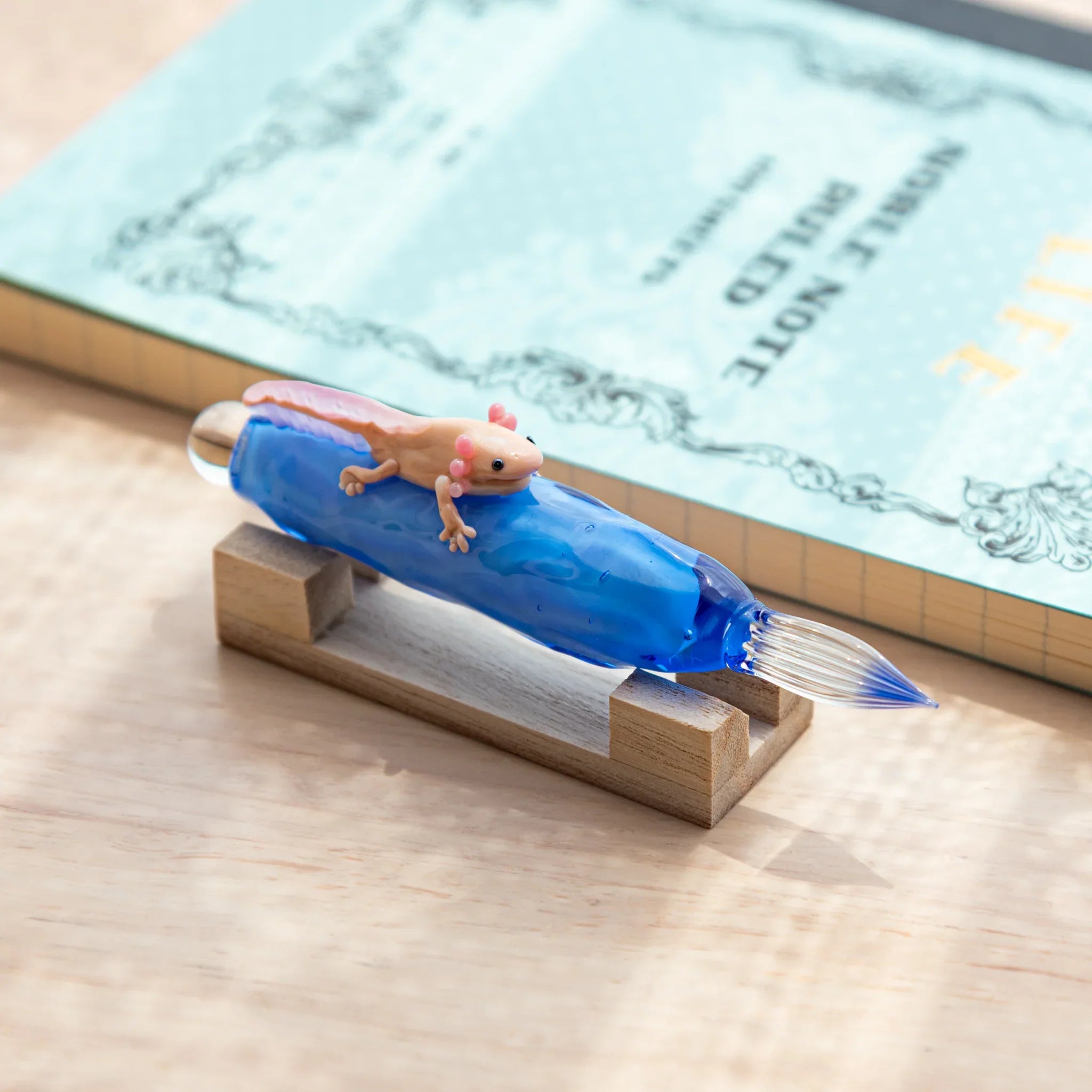 Floating Axolotl Glass Dip Pen