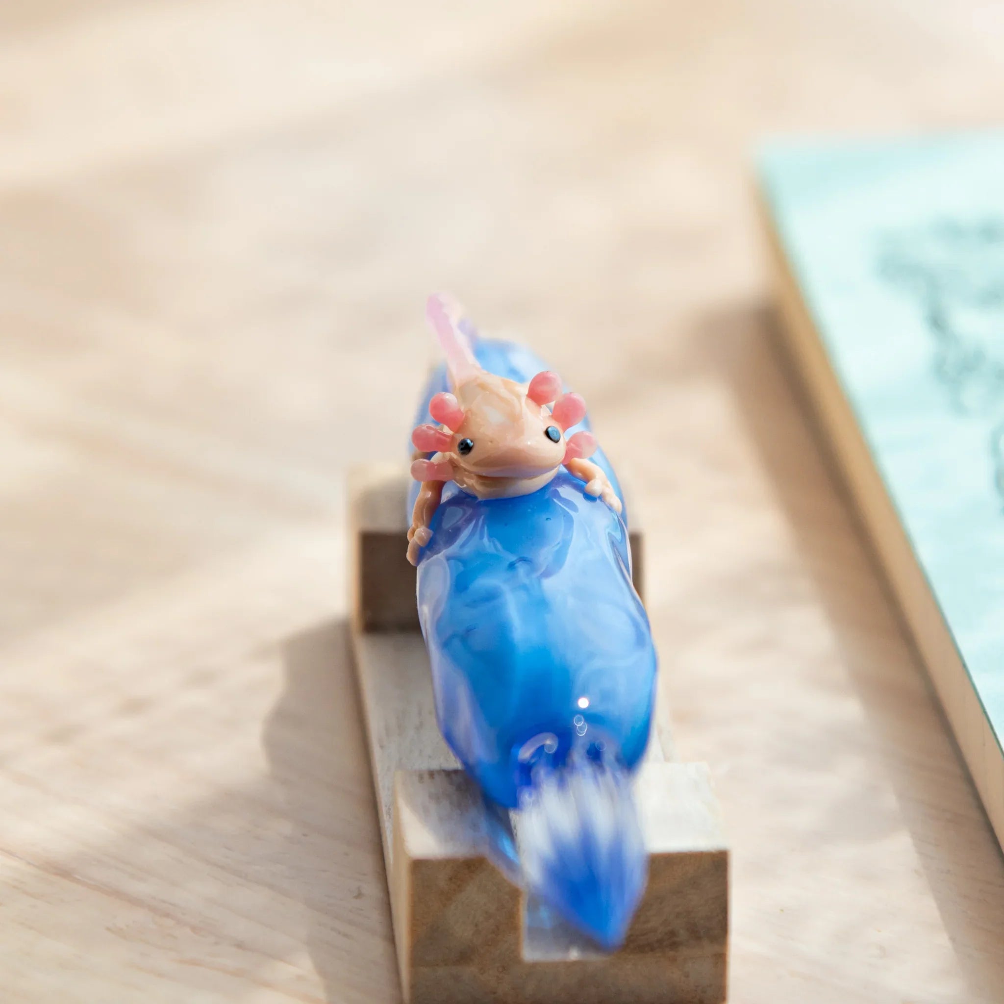 Adorable axolotl glass dip pen for aquatic-themed writing and artistic calligraphy work with unique design