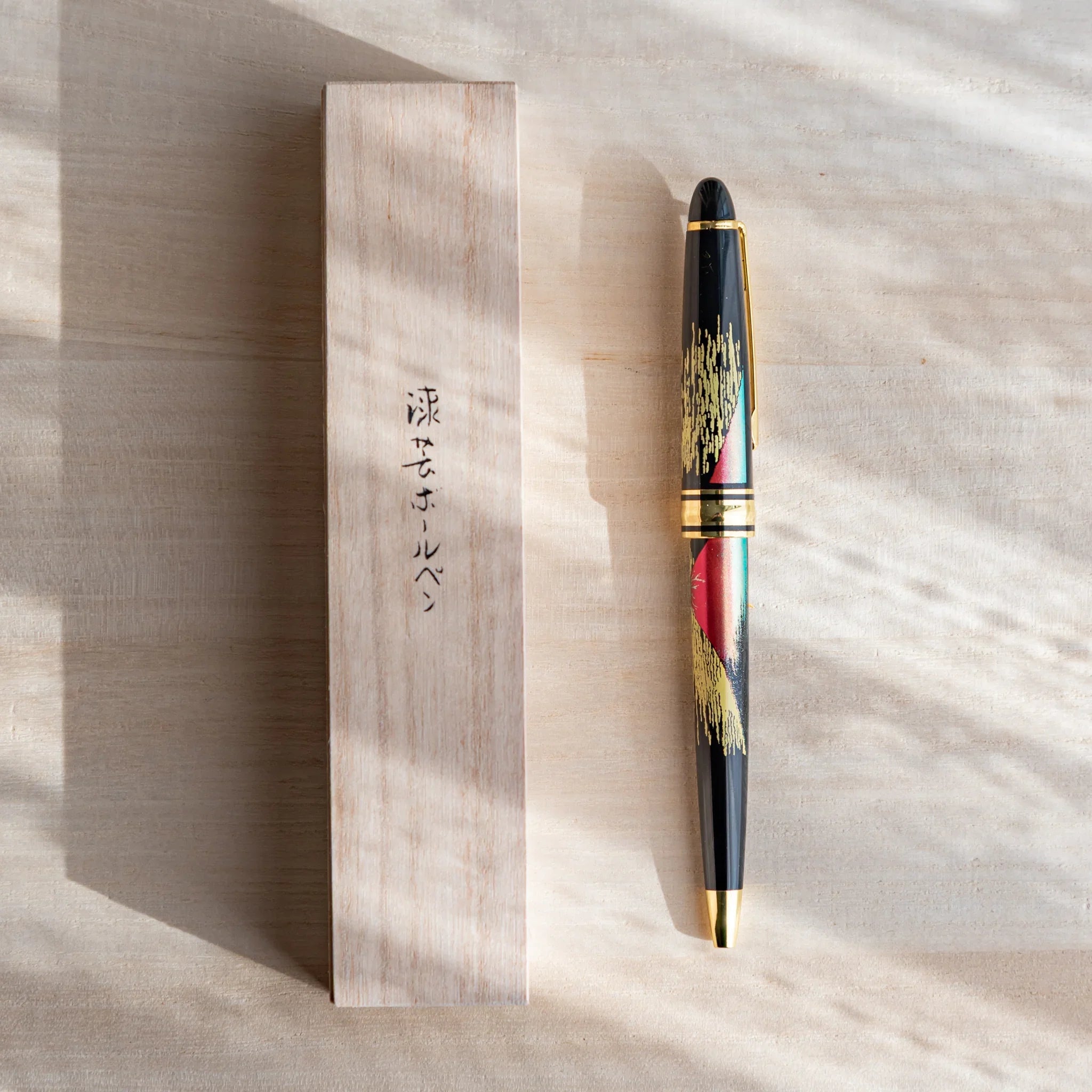 Red Mt.Fuji Yamanaka Retractable Ballpoint Pen, color and material variant display providing full visual representation and p