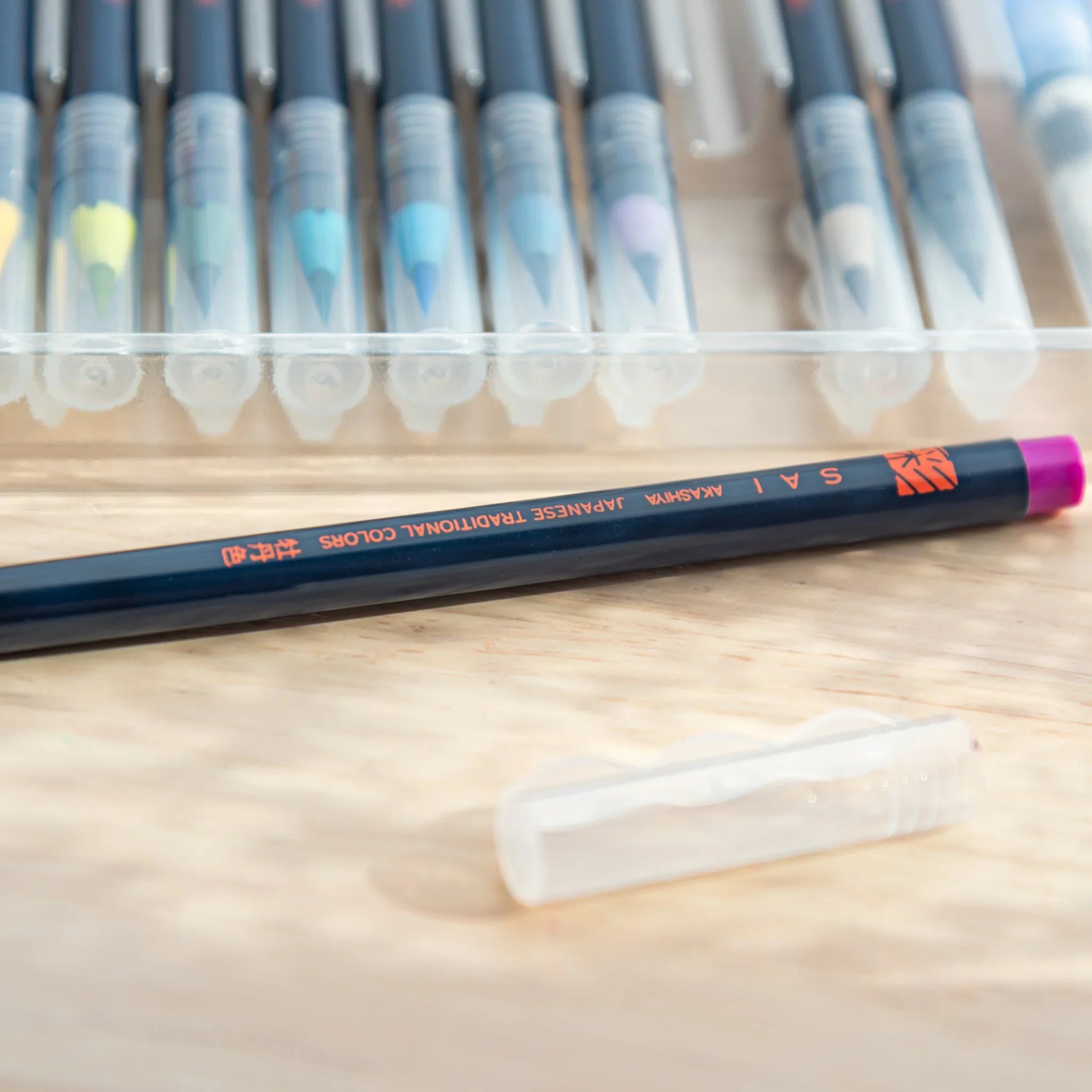 Akashiya Sai Watercolor Brush Pens - Japanese Traditional Colors: Modern Calligraphy (15 Colors), detailed close-up of crafts