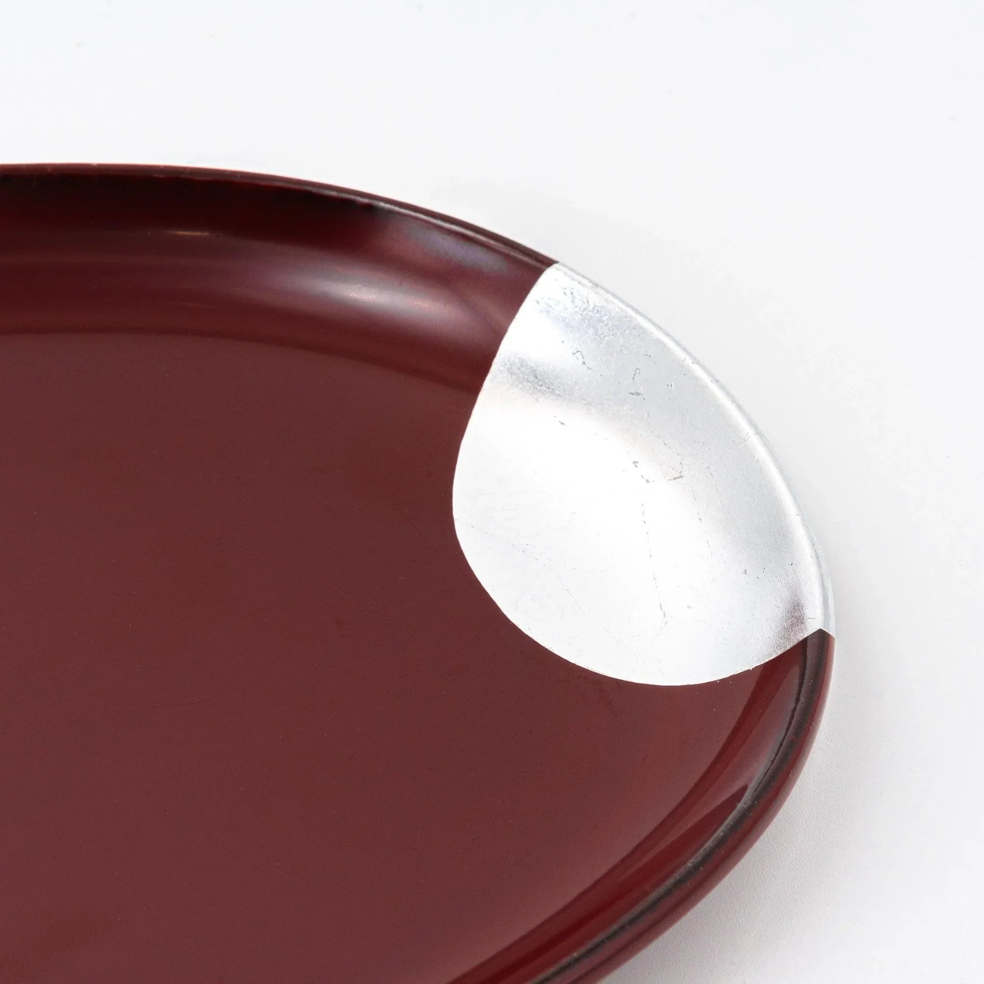 Echizen red lacquered pen tray features celestial sun moon with decorative accents, refined for organizing writing