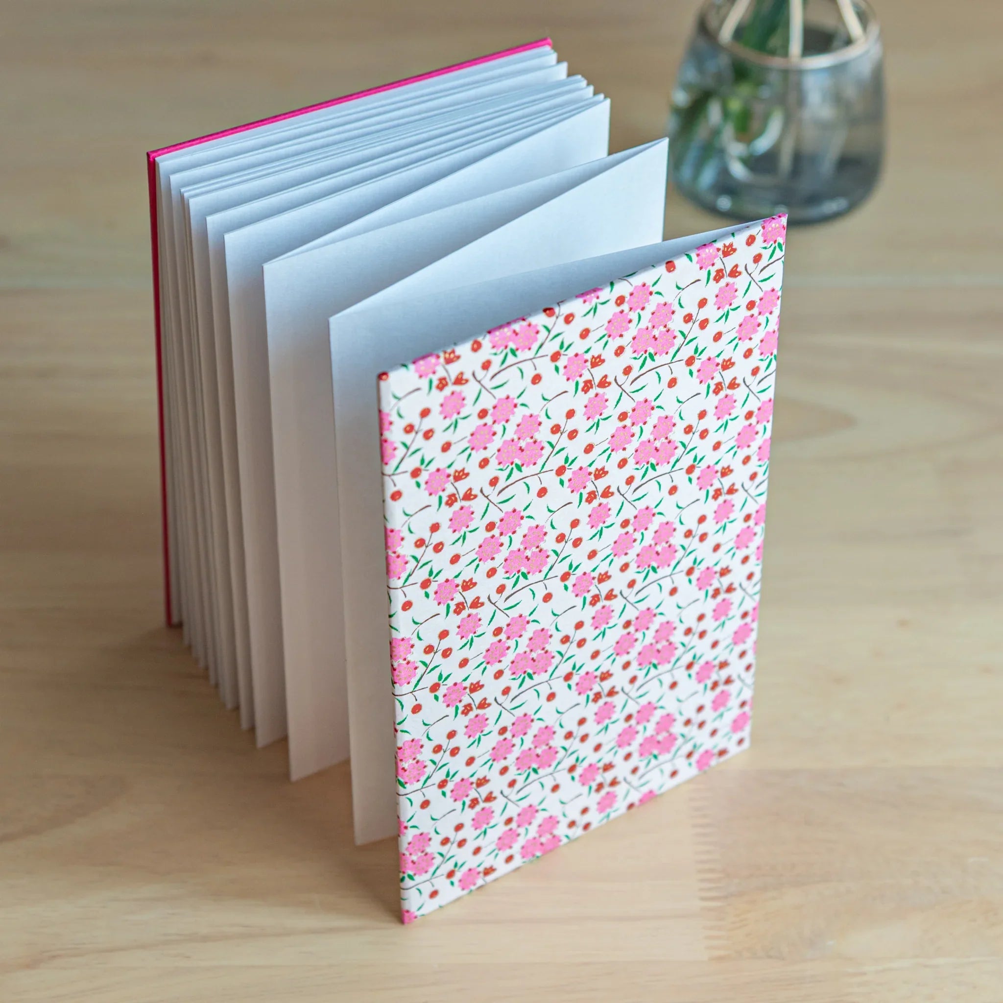 Blossoms and Berries Washi Goshuincho Stamp Book featuring spring flowers and berry fruit design pattern