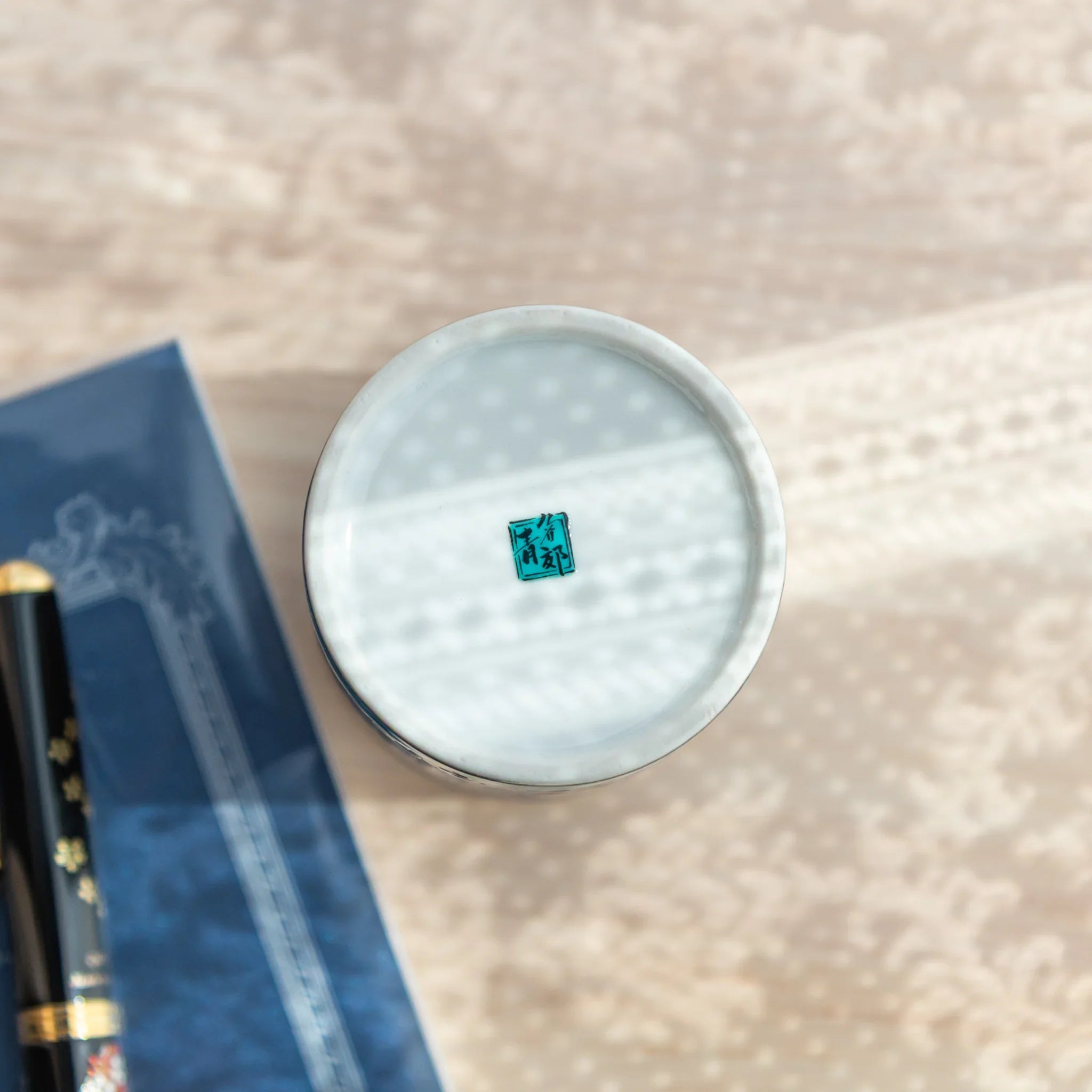 Chidori bird Kutani ceramic pen holder bringing Japanese design to office supplies featuring traditional