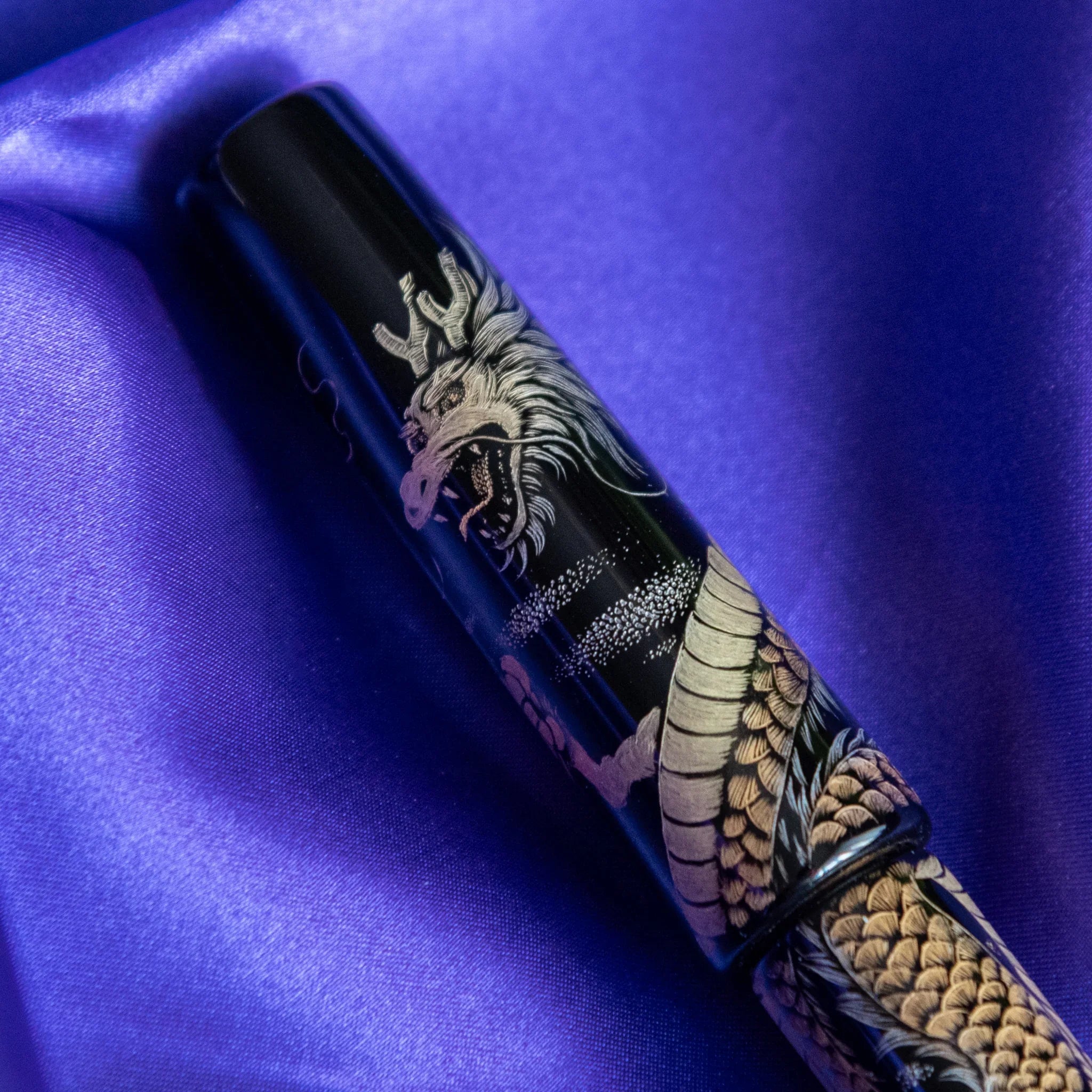 Gift presentation of Chinkin Dragon fountain pen in wooden box with coordinating accessories showing product quality and d