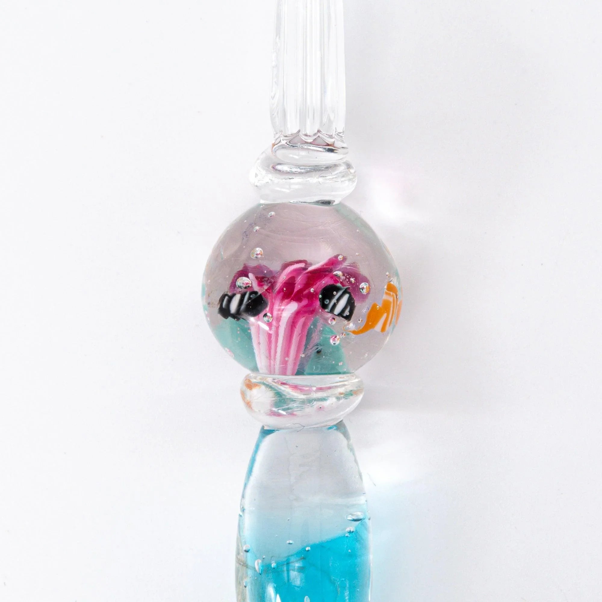Japanese clownfish aquarium glass dip pen full-length view showing barrel section and glass aquarium bulb