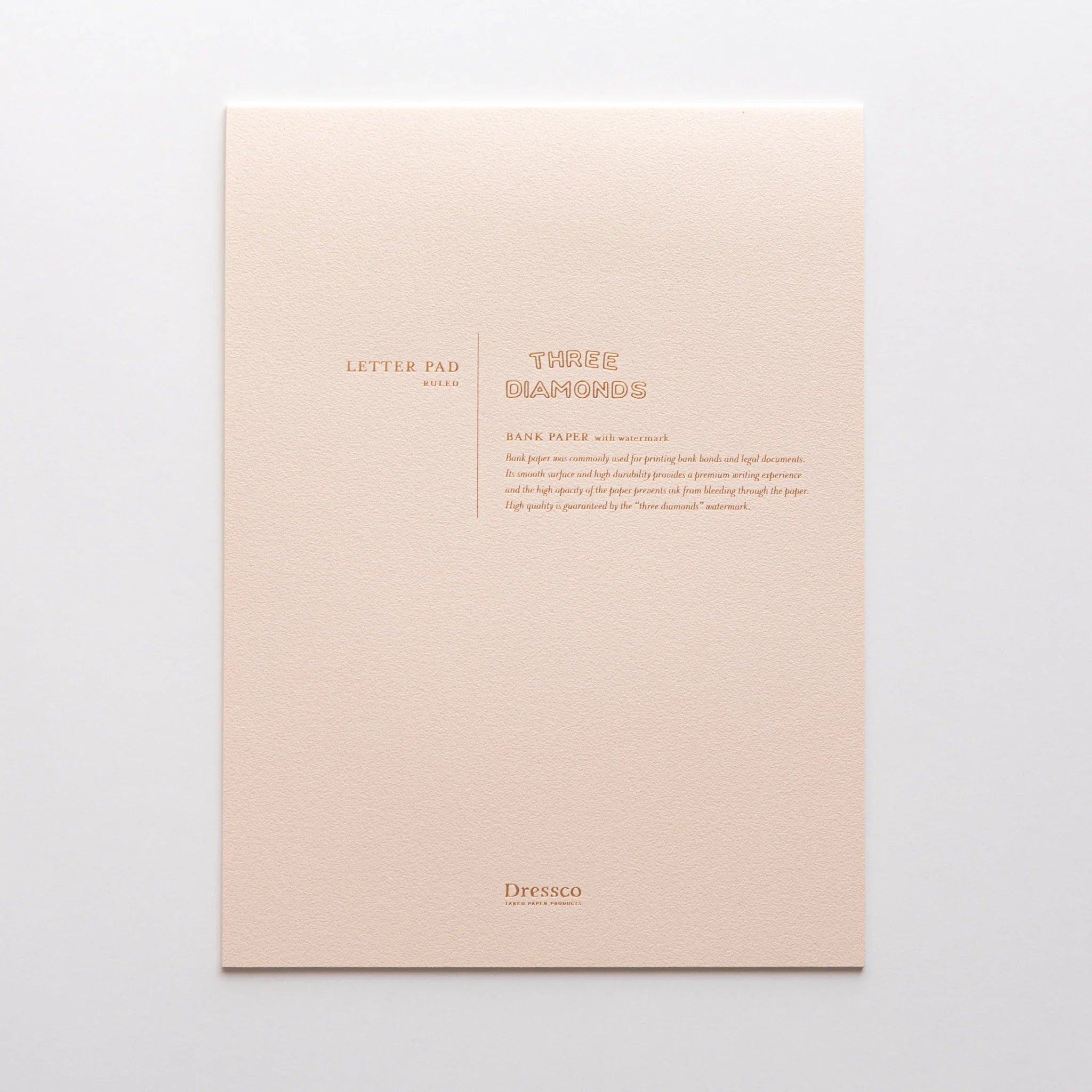 Dressco bank ledger paper A6 notebook, front cover view of closed notebook, Dressco Japanese bank ledger paper notebook with