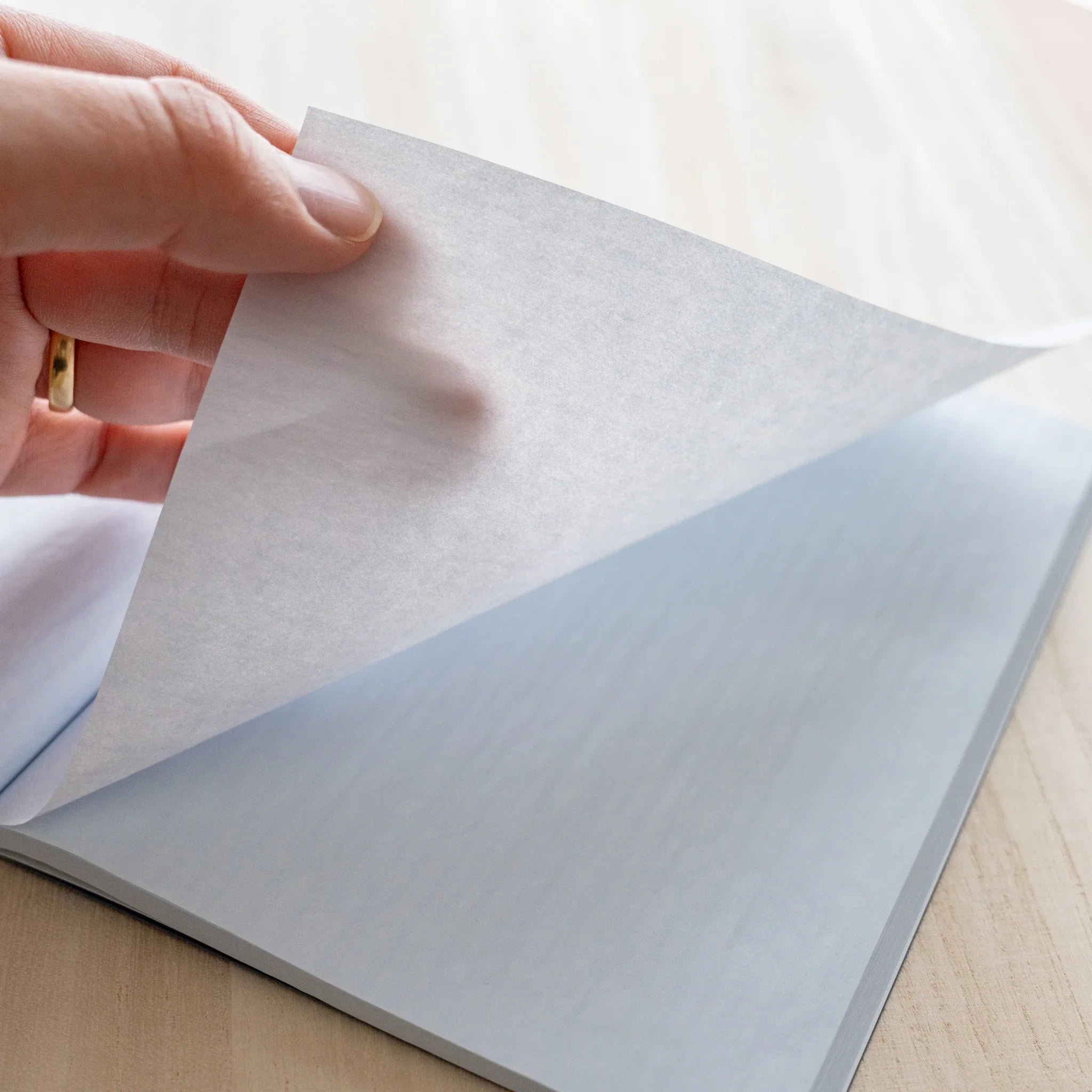 Interior pages of indigo variant showing light refraction and writing surface quality showing product quality and design d