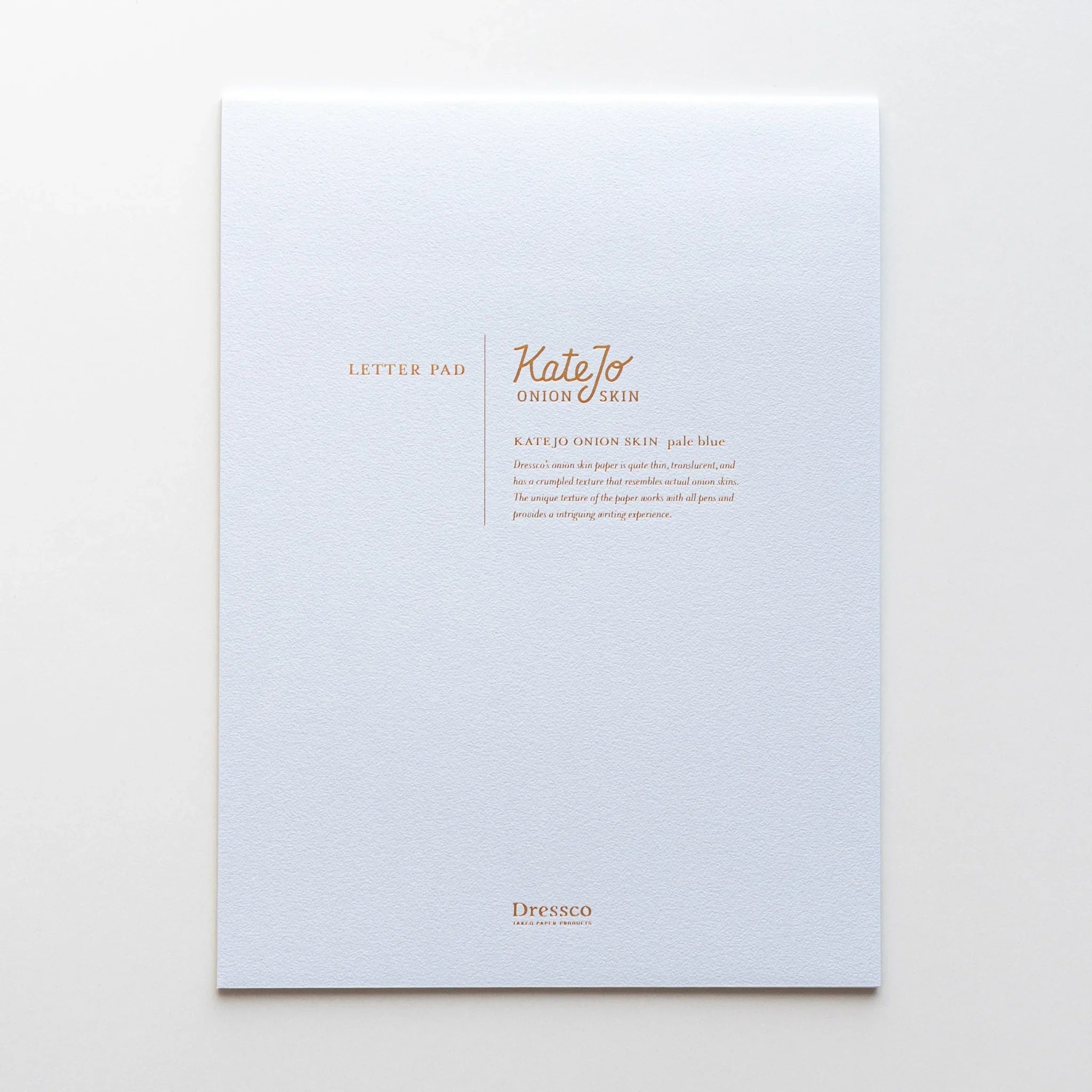 Dressco Blue onion skin paper writing pad with blue cover and coordinating design for writing and personal correspondence use