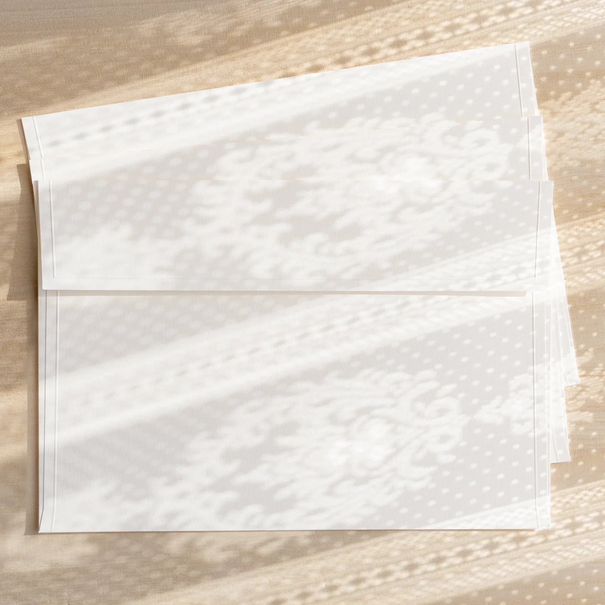 Dressco ivory large embossed envelope image eighteen, corner detail view, with embossing design, set of three quality