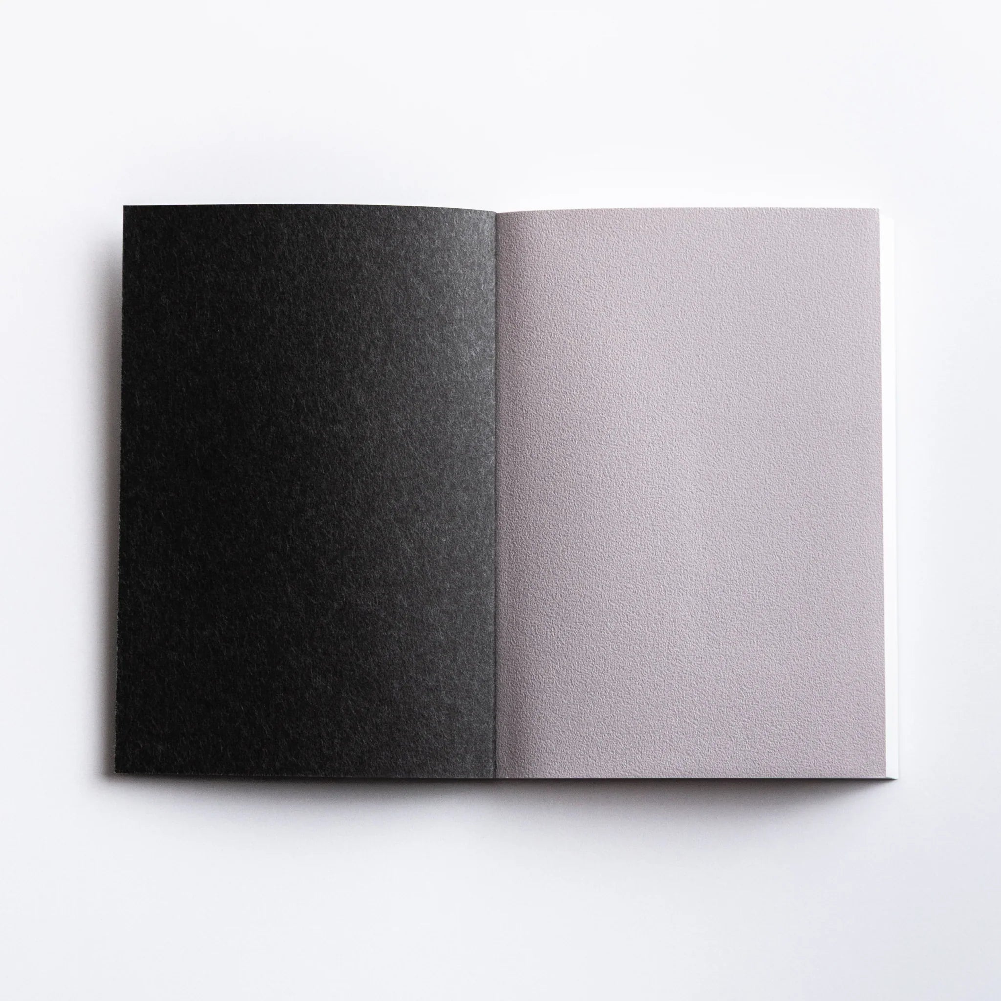 Inside cover of Dressco Black Onion Skin Japanese Notebook A6 with gray and light gray endpapers.