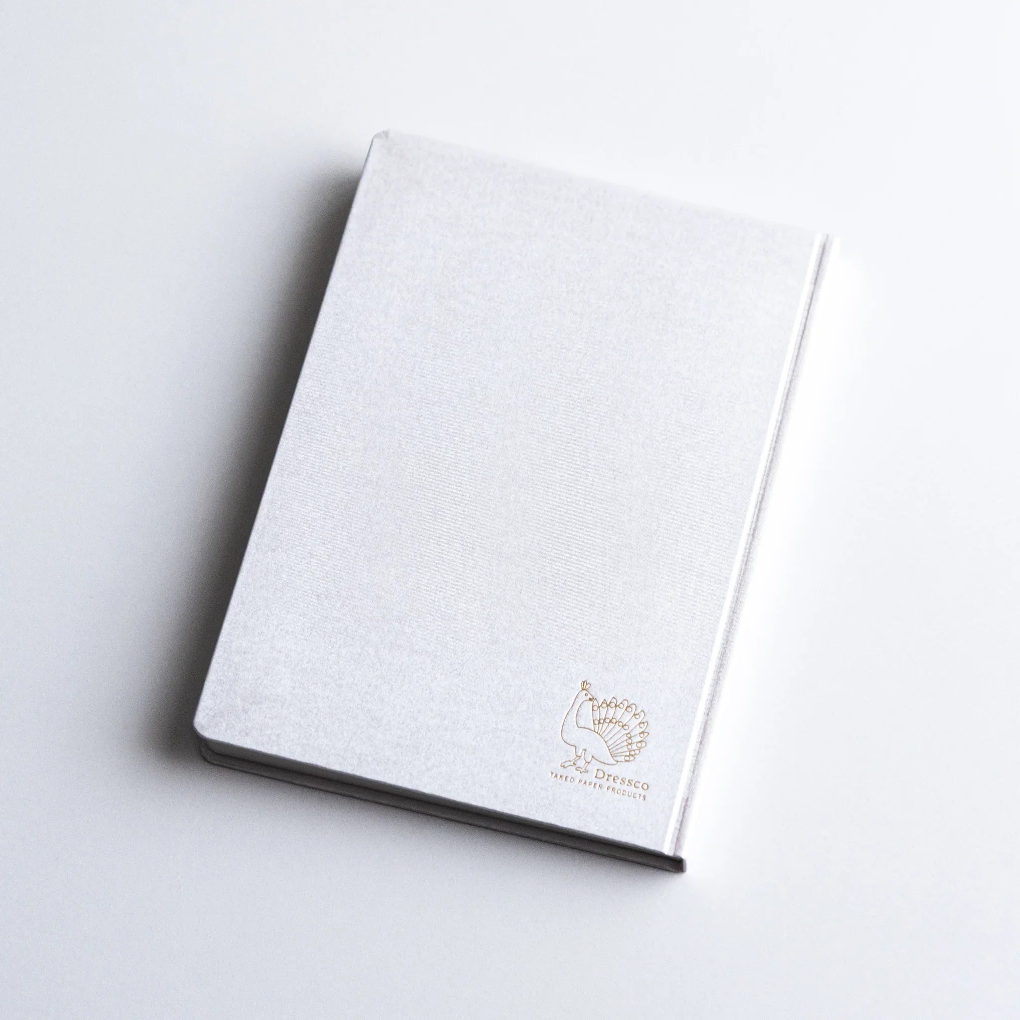 Angled view of Dressco Spica Laid Bond Paper Japanese Notebook in Platinum showing texture.