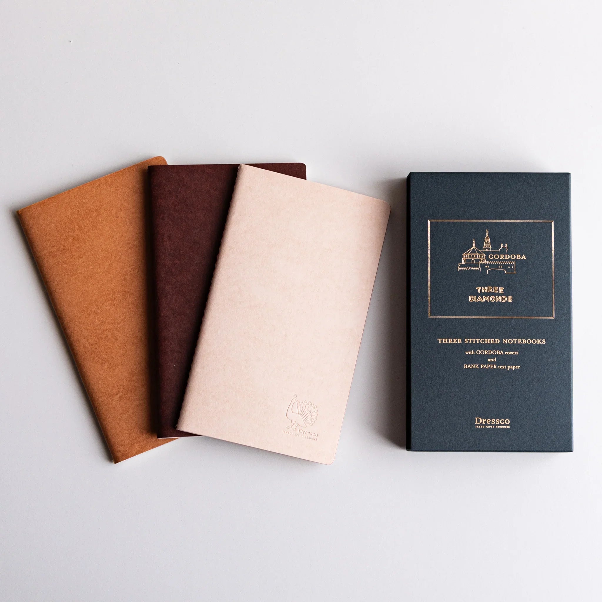 Dressco Stitched Bank Ledger Paper Notebook Set of 3