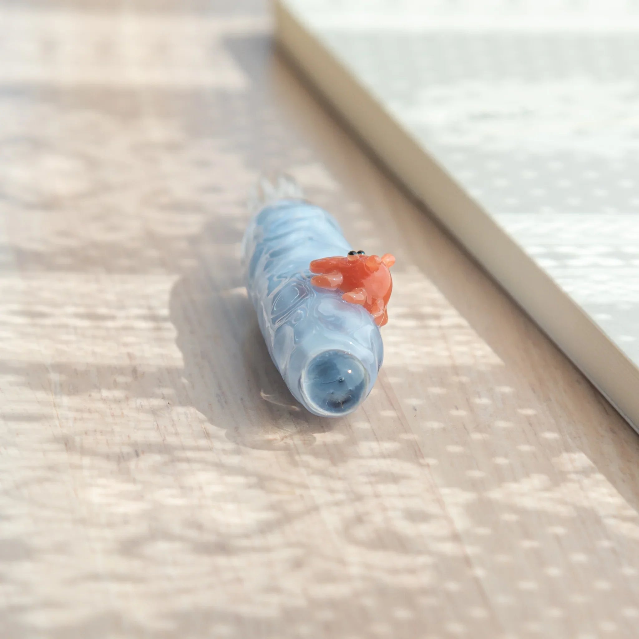 Cute dumbo octopus glass dip pen featuring detailed resin sea creature and transparent glass barrel holder