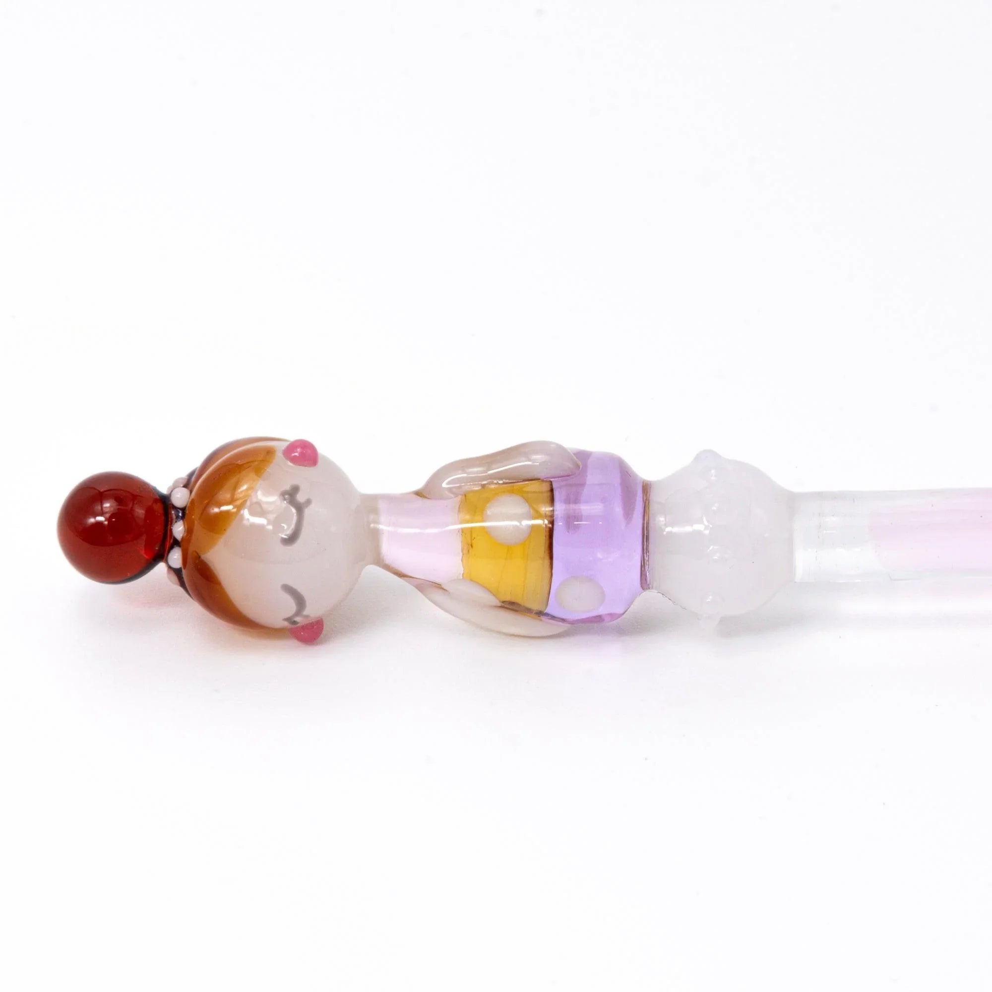 Marun-Chan polka-dot pattern glass dip pen showing reddish character and spotted glass barrel design