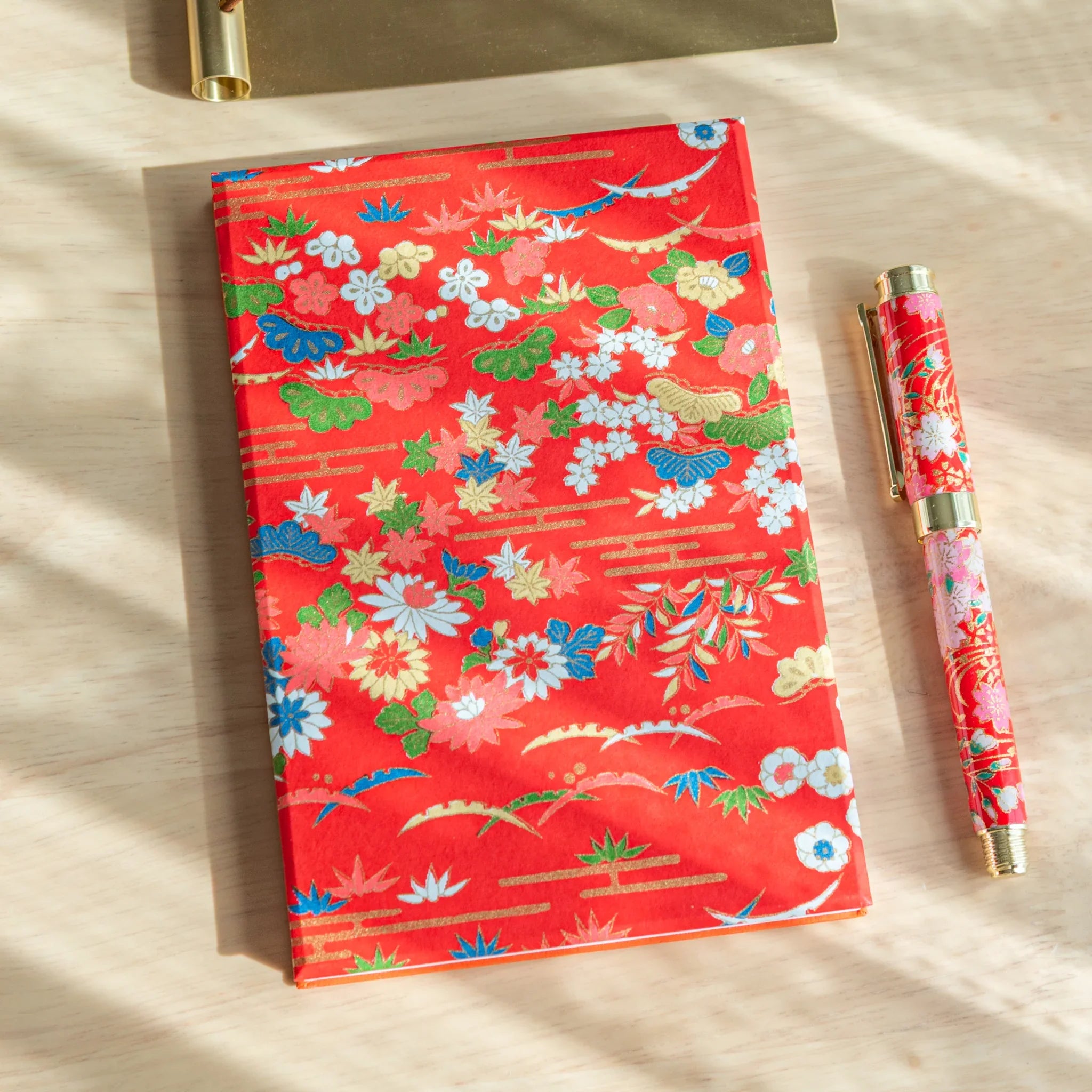 Floral Elegance Washi Goshuincho Stamp Book with refined multi-color floral pattern on washi surfaces