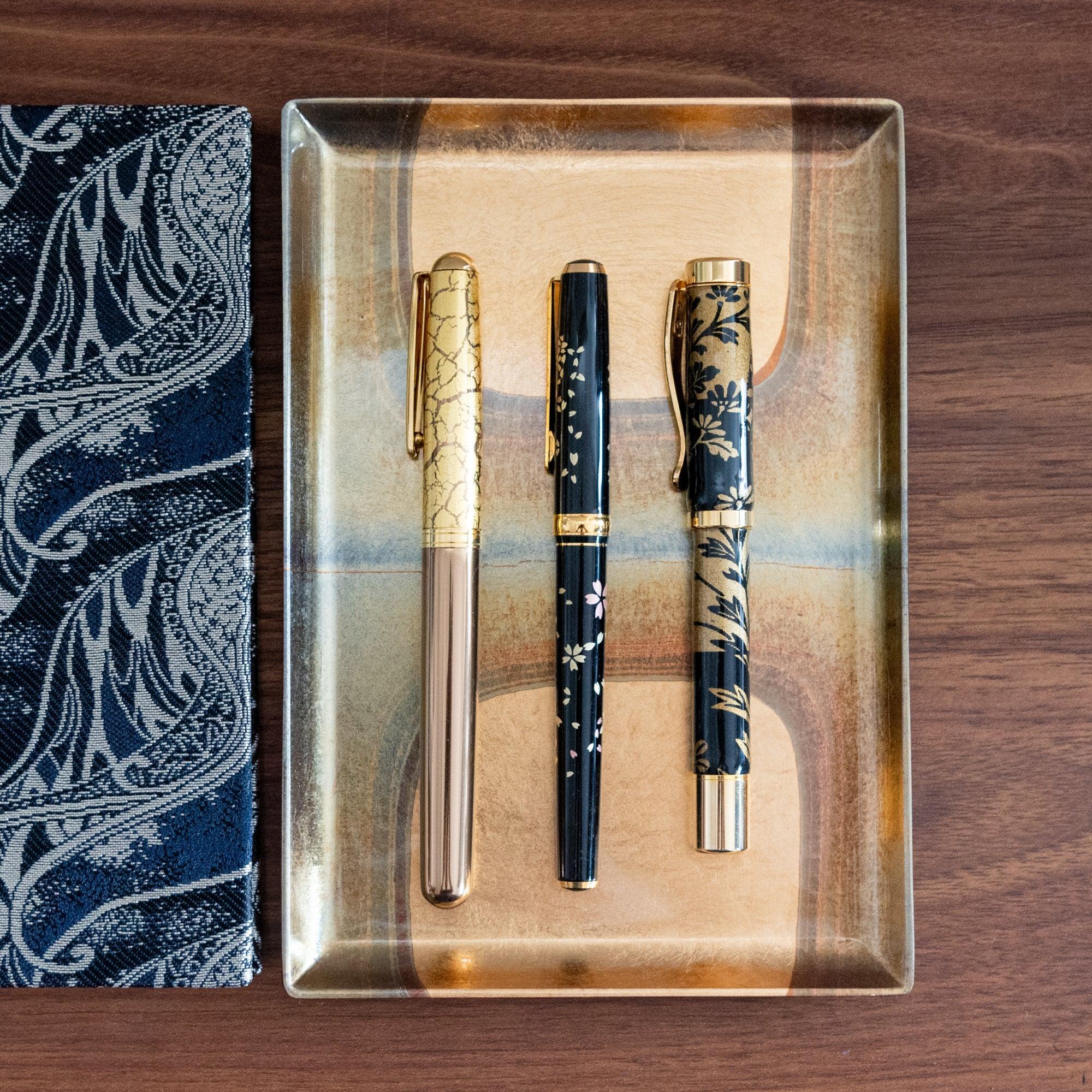 Gold Leaf Gradient Pen Tray showing color gradient transition with hand-applied gold leaf embellishment