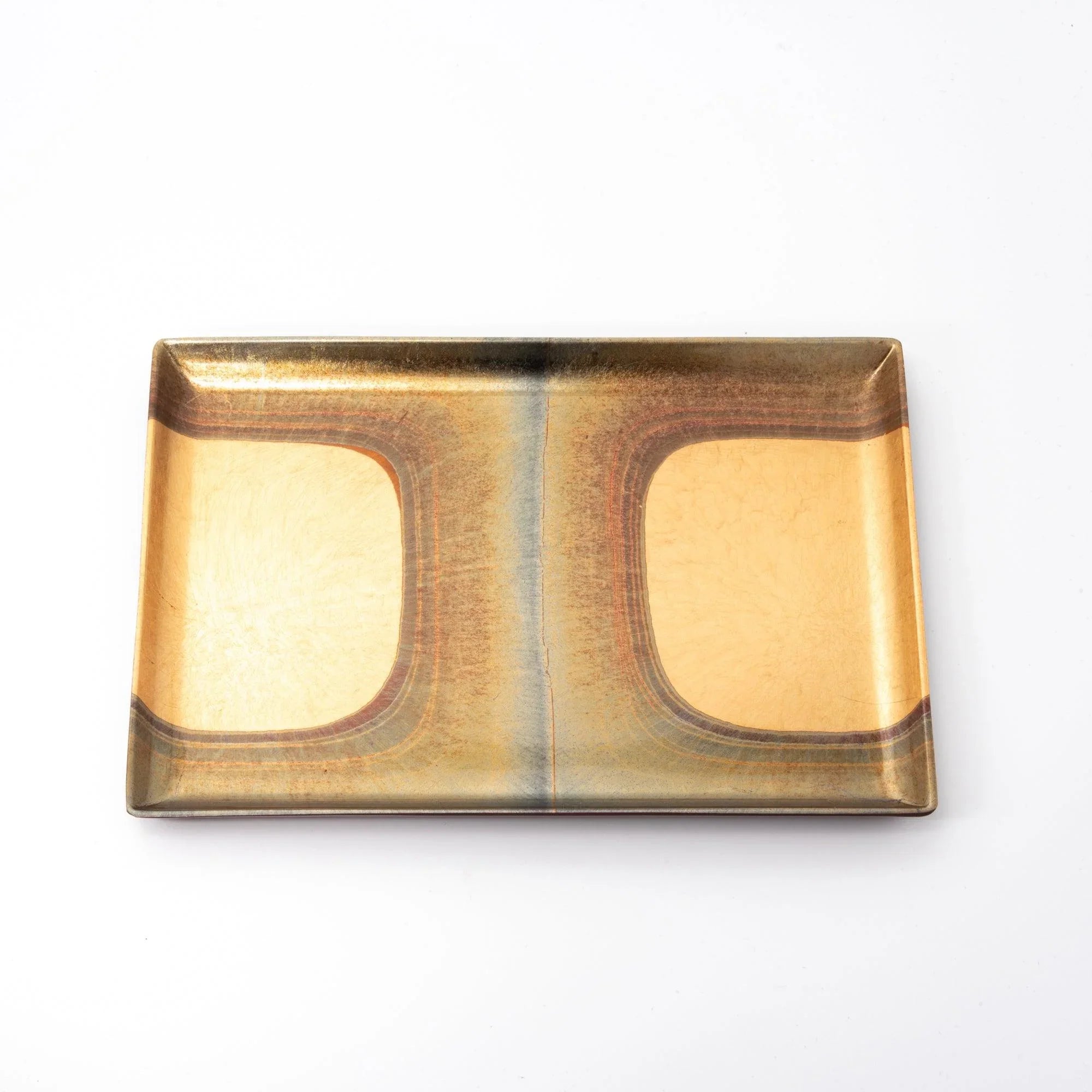 Gold Leaf Gradient Pen Tray flat lay view showing gradient color finish and gold decoration accent with clear visibility of