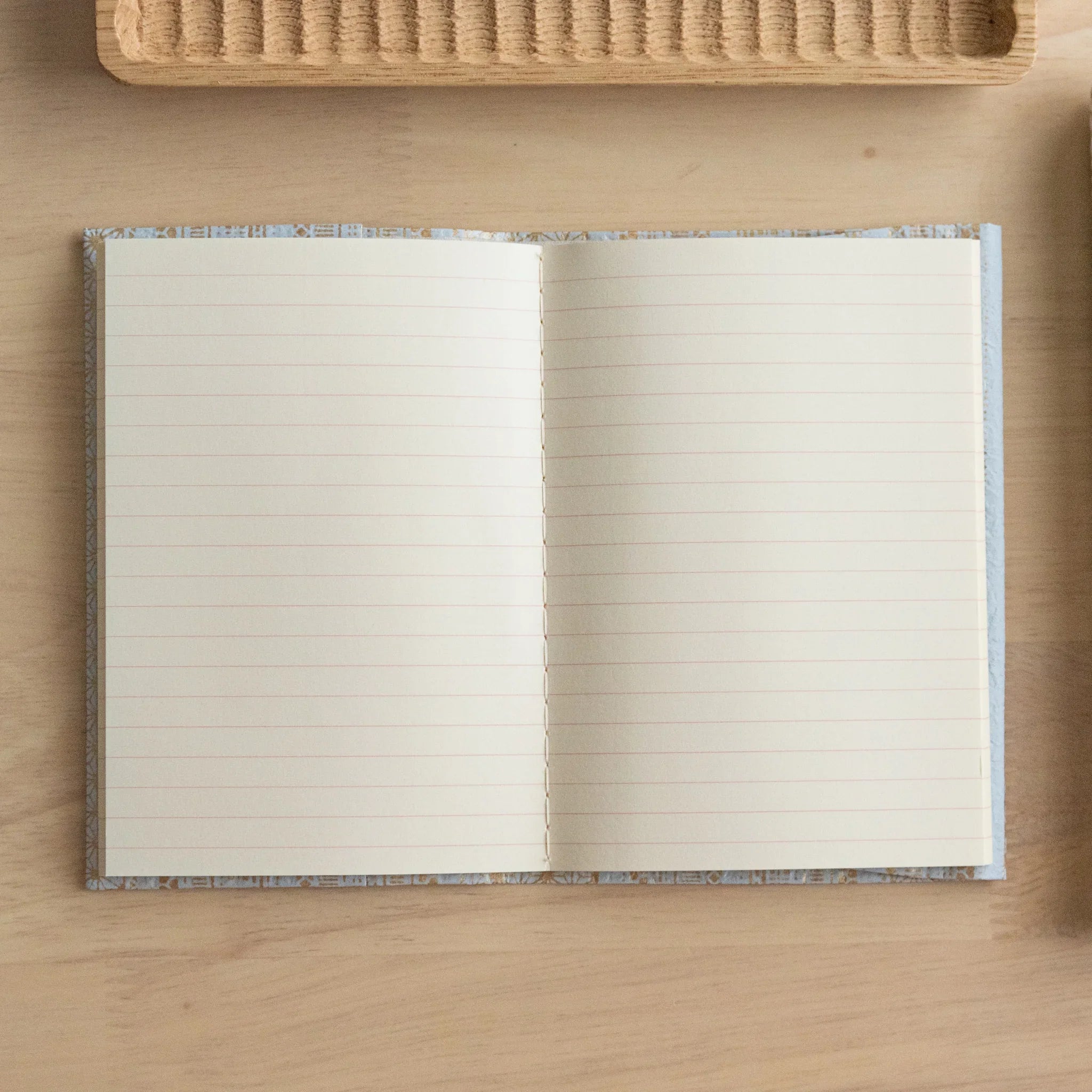 Golden Japanese Traditional Pattern Hand-Dyed Yuzen Washi Book Cover (A6), front-facing angle showing finish