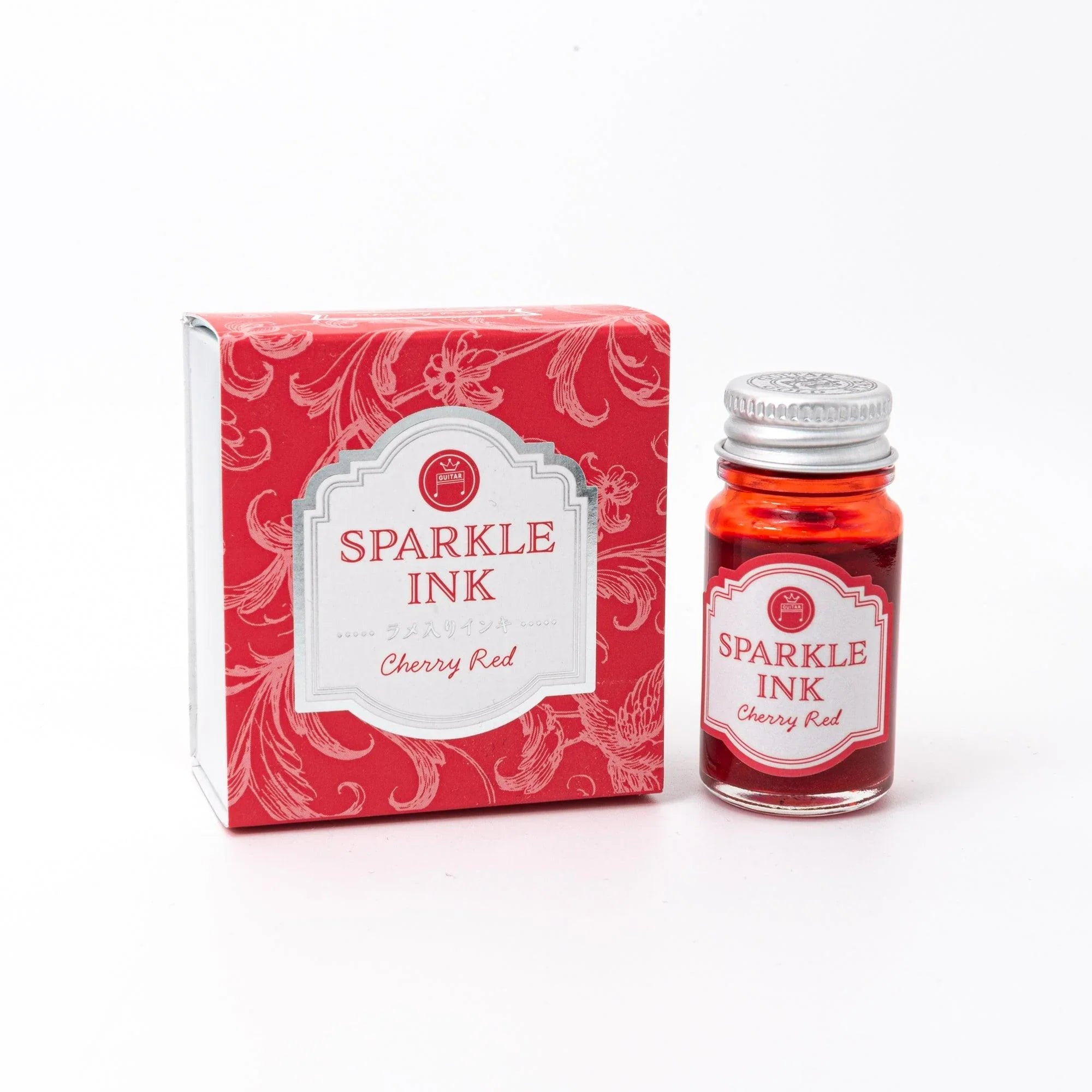 Guitar Sparkle Cherry Red shimmer ink bottle with sparkle pigment for calligraphy writing with quality binding and paper