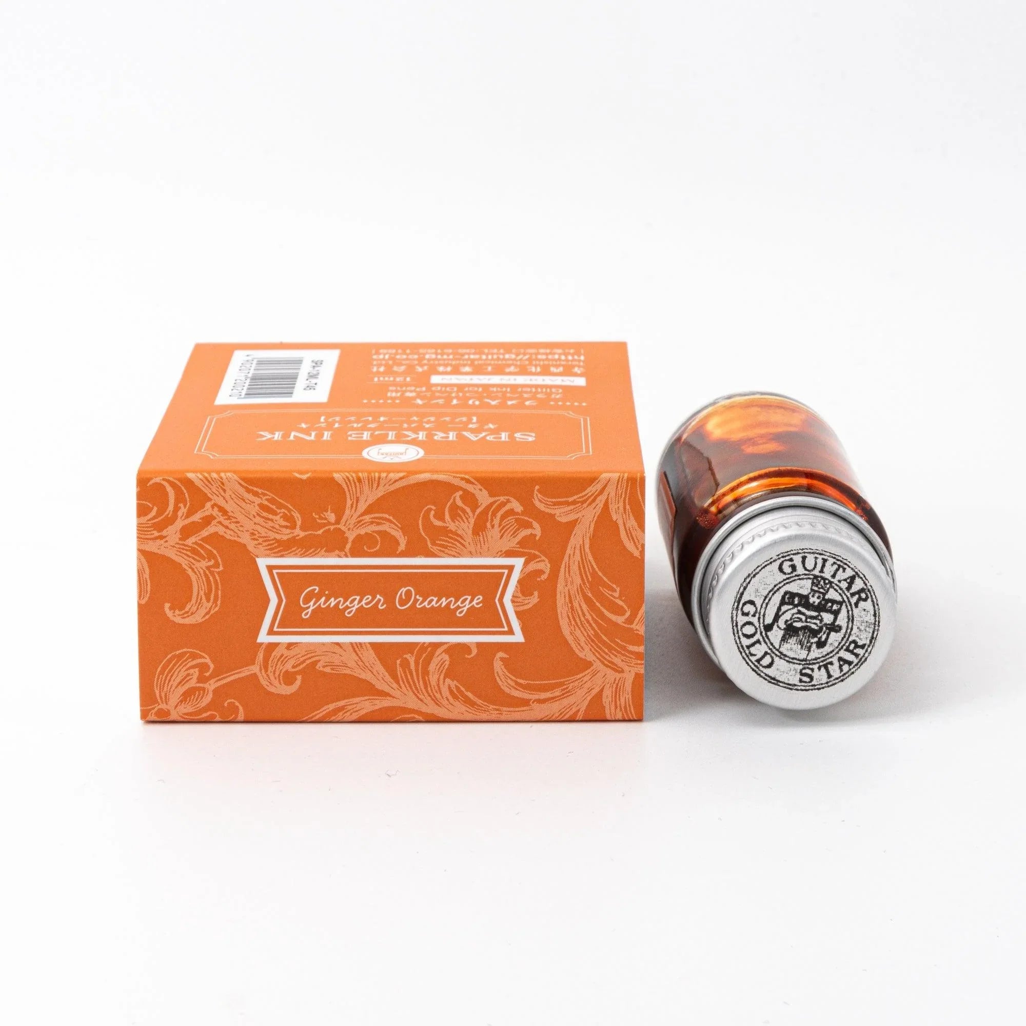 Shimmer ink Ginger Orange Guitar Sparkle bottle with pearl pigment effect for calligraphy with quality binding and paper