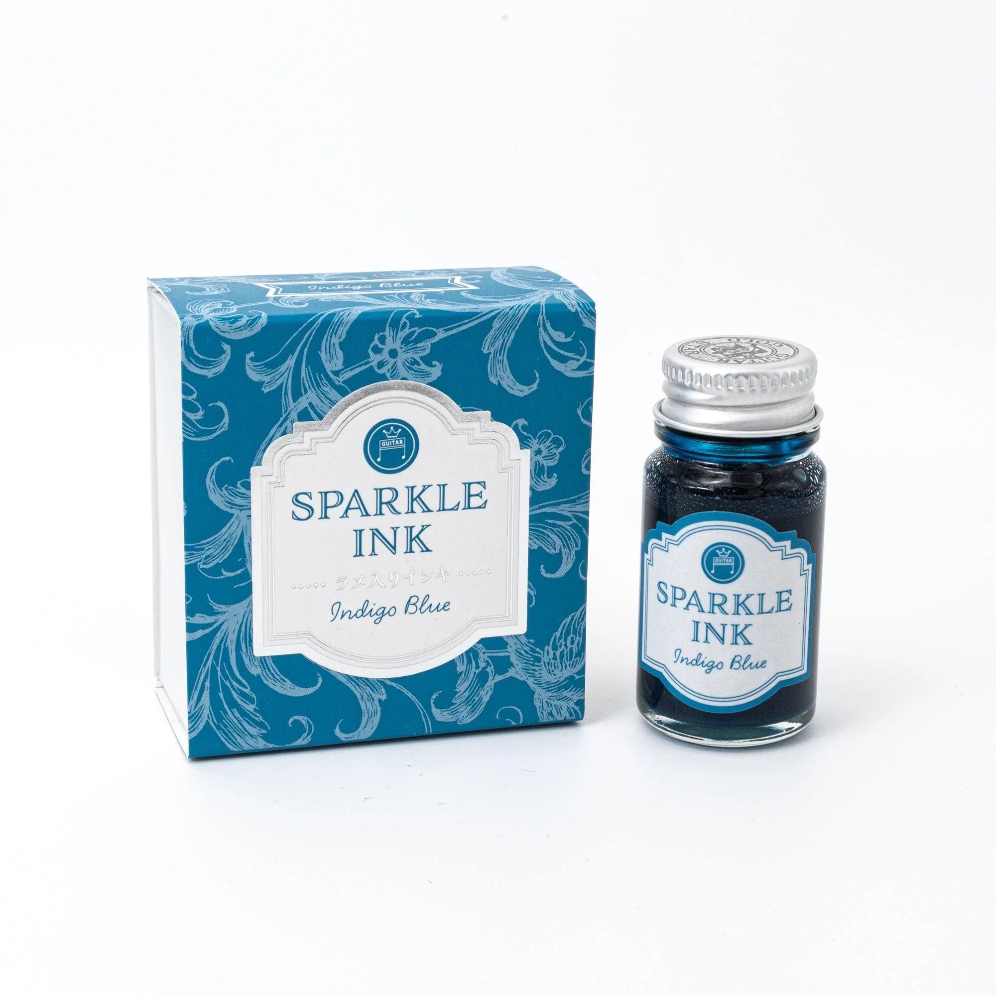 Guitar Sparkle Indigo Blue shimmer ink bottle with sparkle pigment for calligraphy writing with quality binding and paper