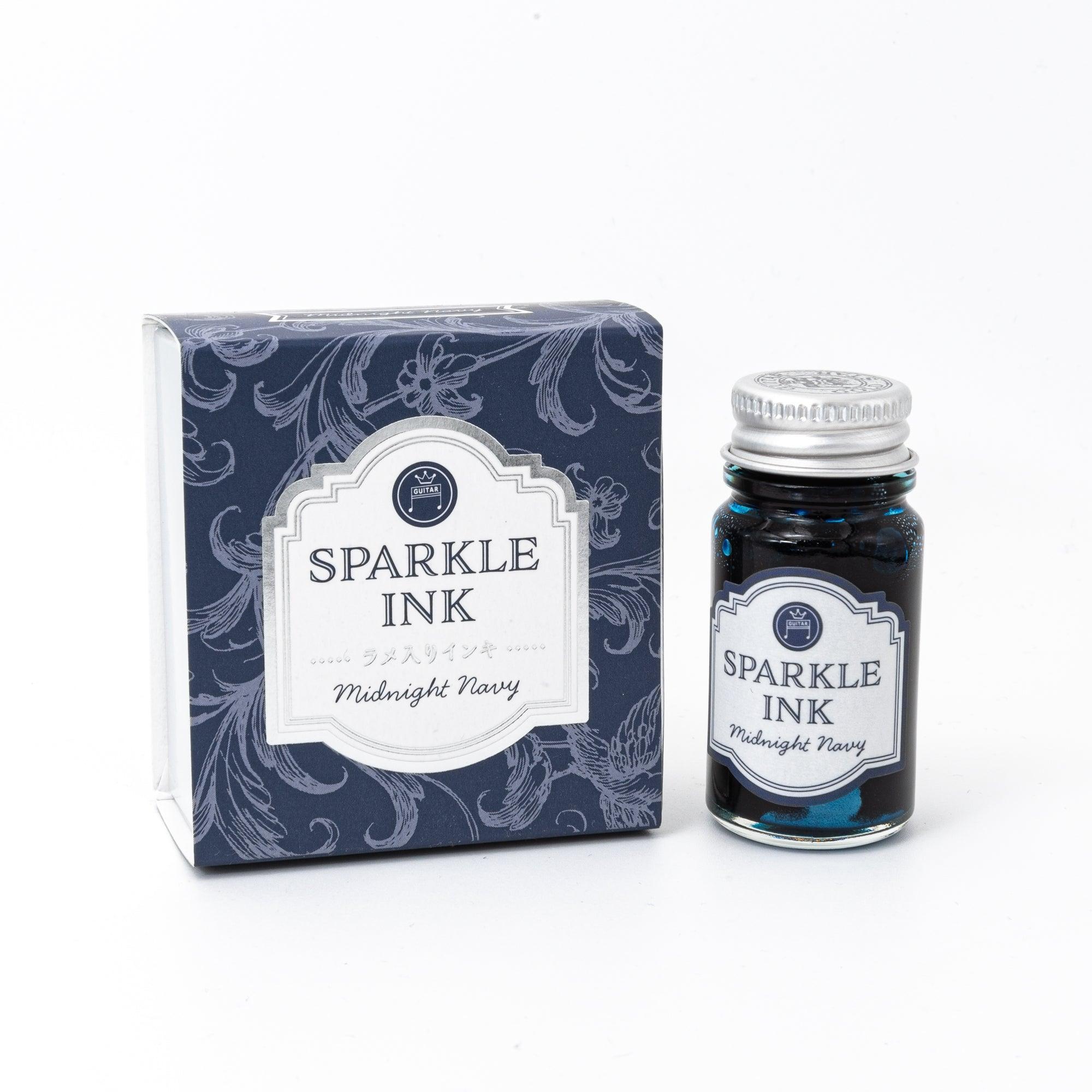 Guitar Sparkle Midnight Navy shimmer ink bottle with sparkle pigment for calligraphy writing with quality binding and paper