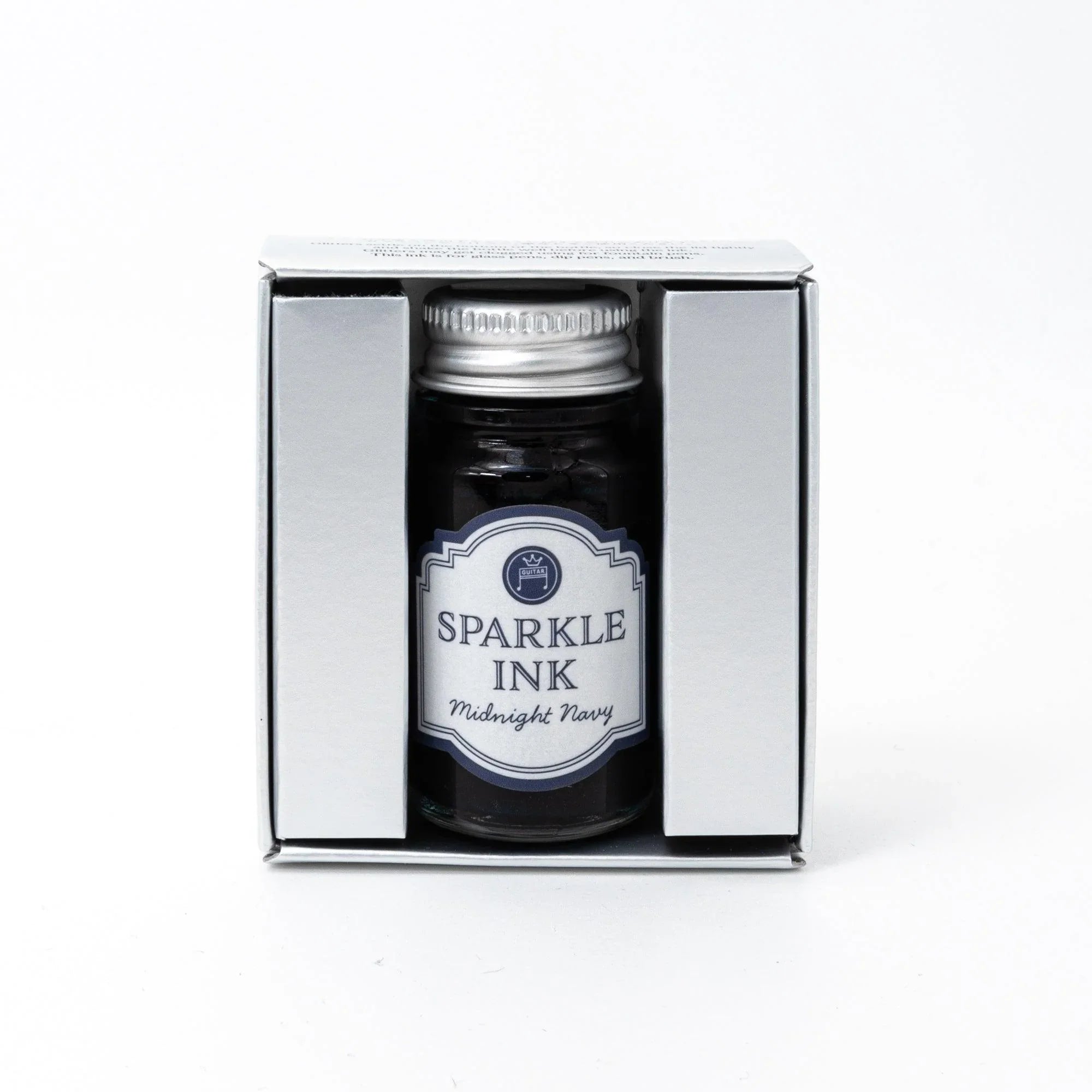 Midnight Navy Guitar Sparkle shimmer ink for brush pen writing and Japanese calligraphy featuring traditional Japanese design