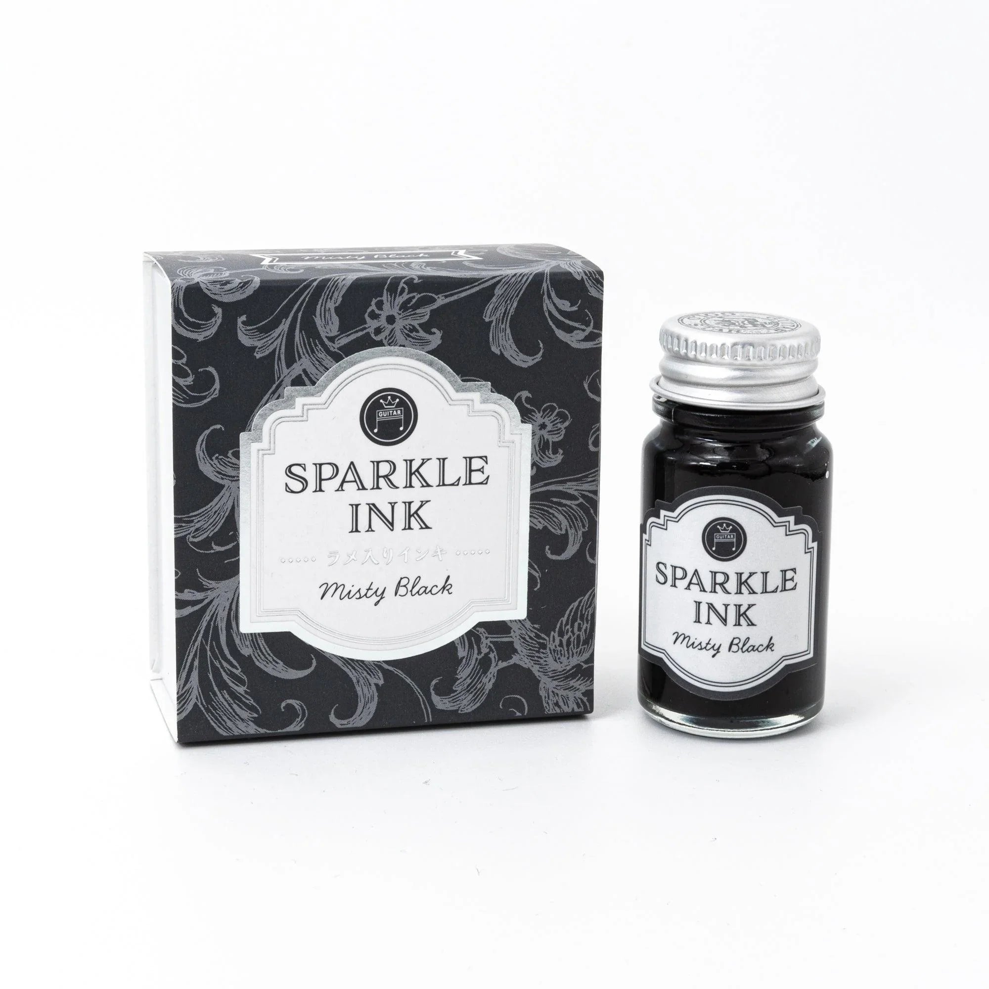 Guitar Sparkle Misty Black shimmer ink bottle with sparkle pigment for calligraphy writing with quality binding and paper