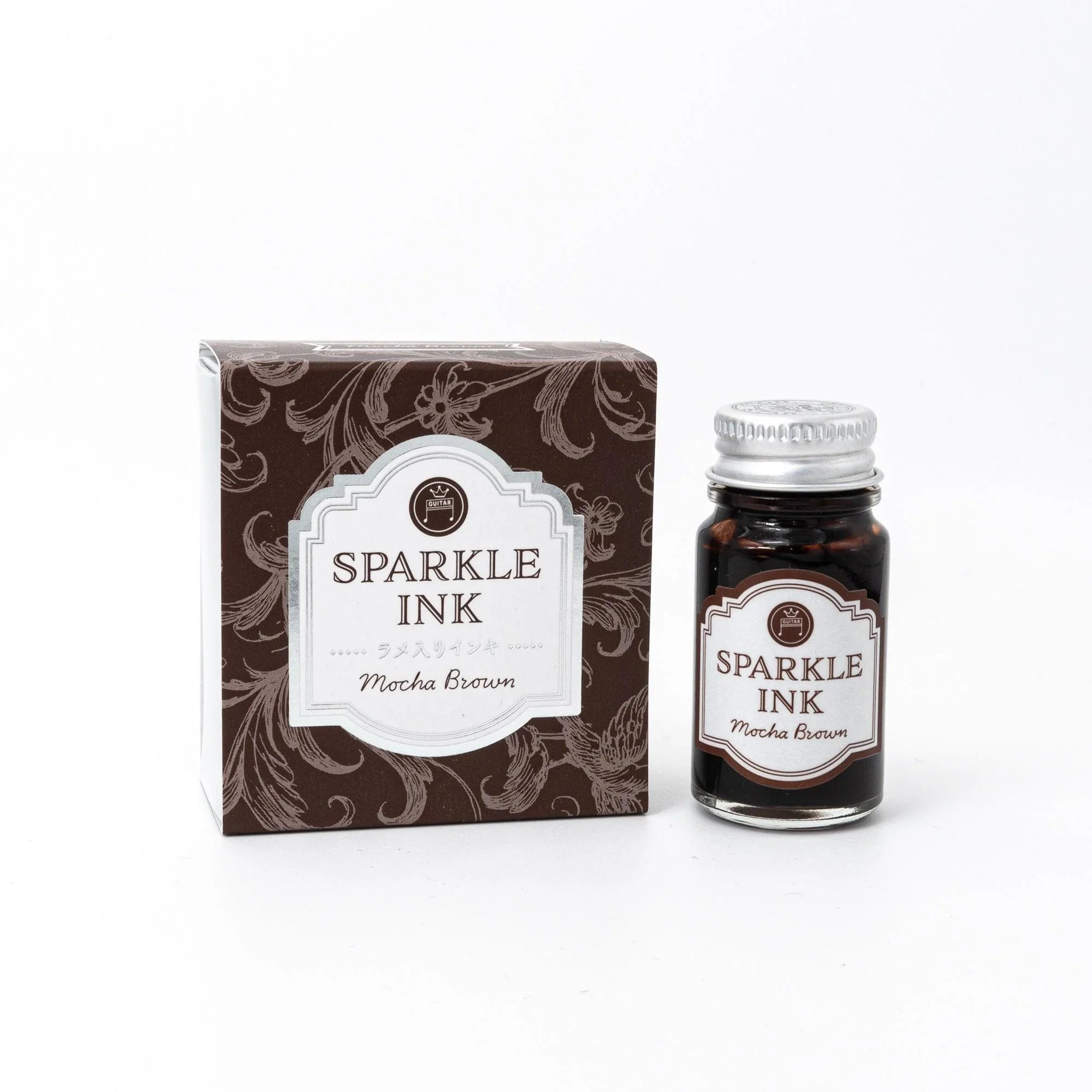 Guitar Sparkle Mocha Brown shimmer ink bottle with sparkle pigment for calligraphy writing with quality binding and paper