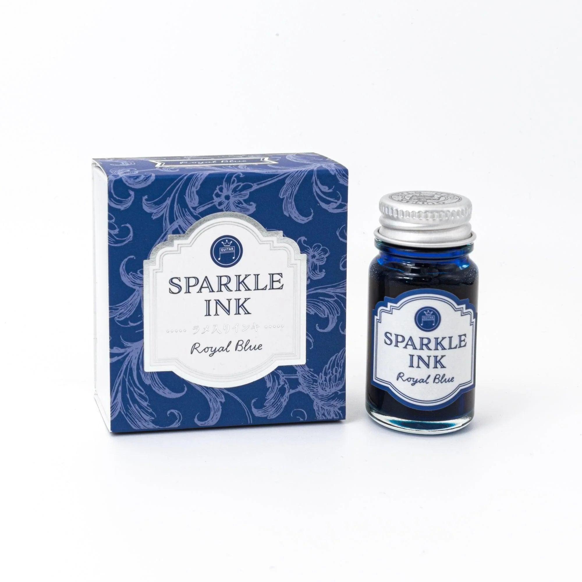 Guitar Sparkle Royal Blue shimmer ink bottle with sparkle pigment for calligraphy writing with quality binding and paper