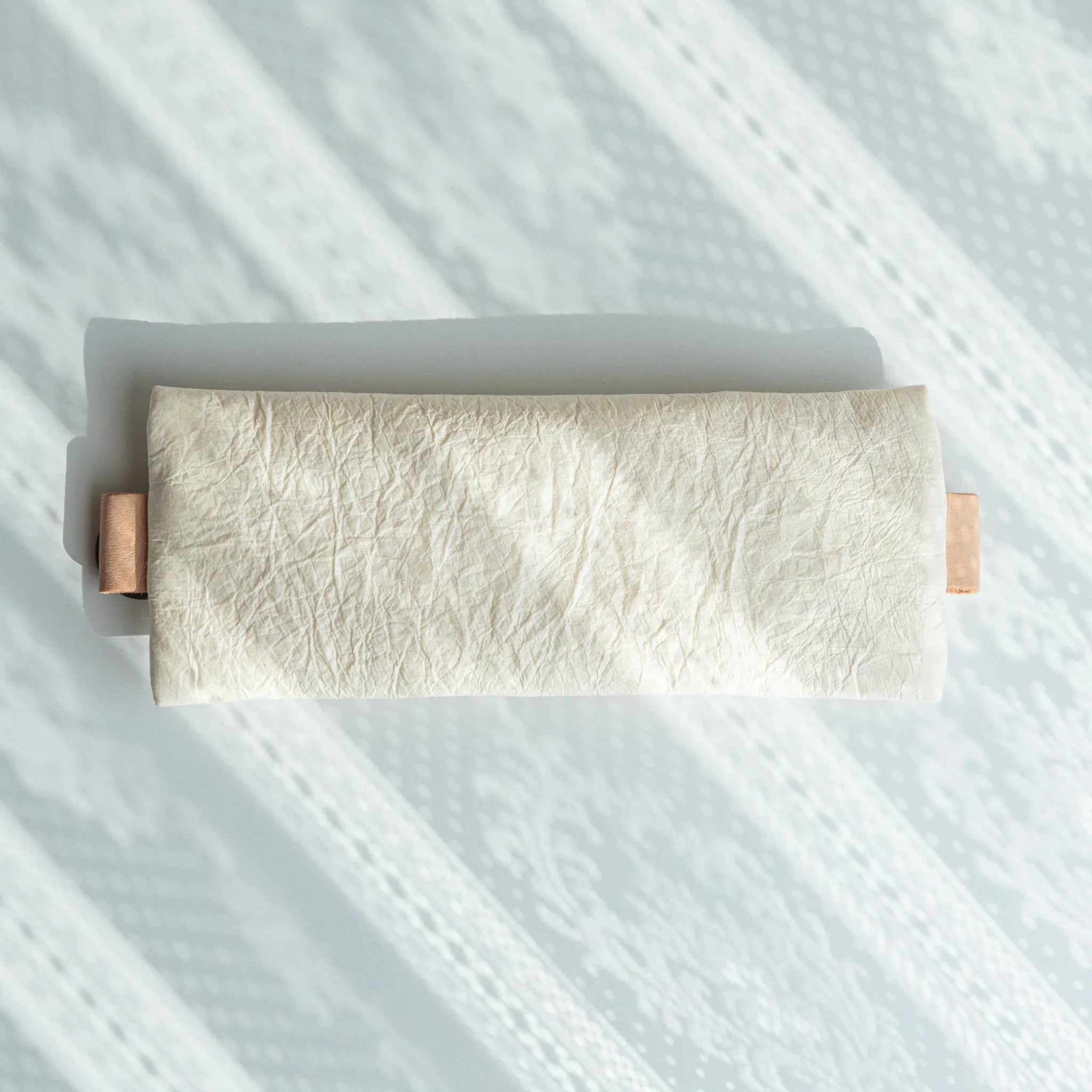 Handcrafted Sugihara Washi Paper Pen Case white overhead shot showing full case with pen storage space