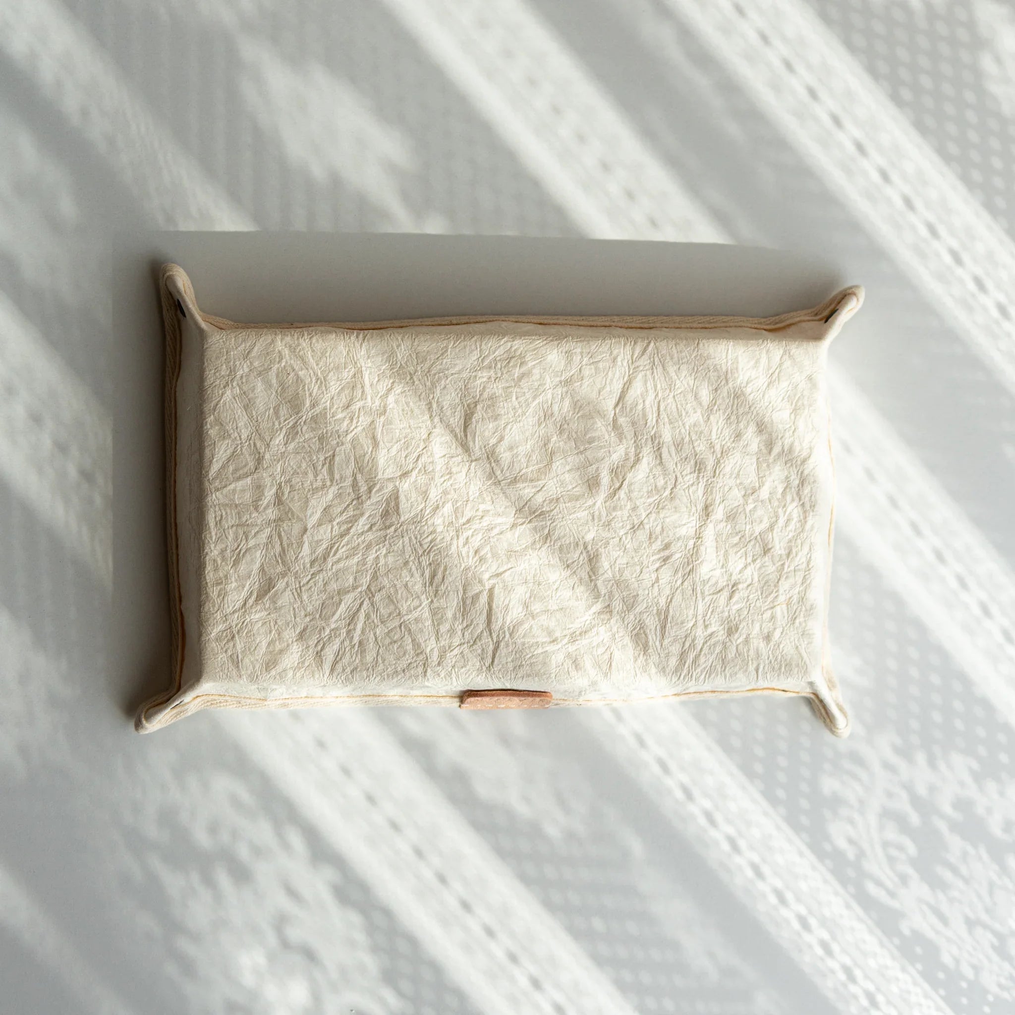 Handcrafted Sugihara Washi Paper Pen Tray white color assortment showing white washi tray with contents