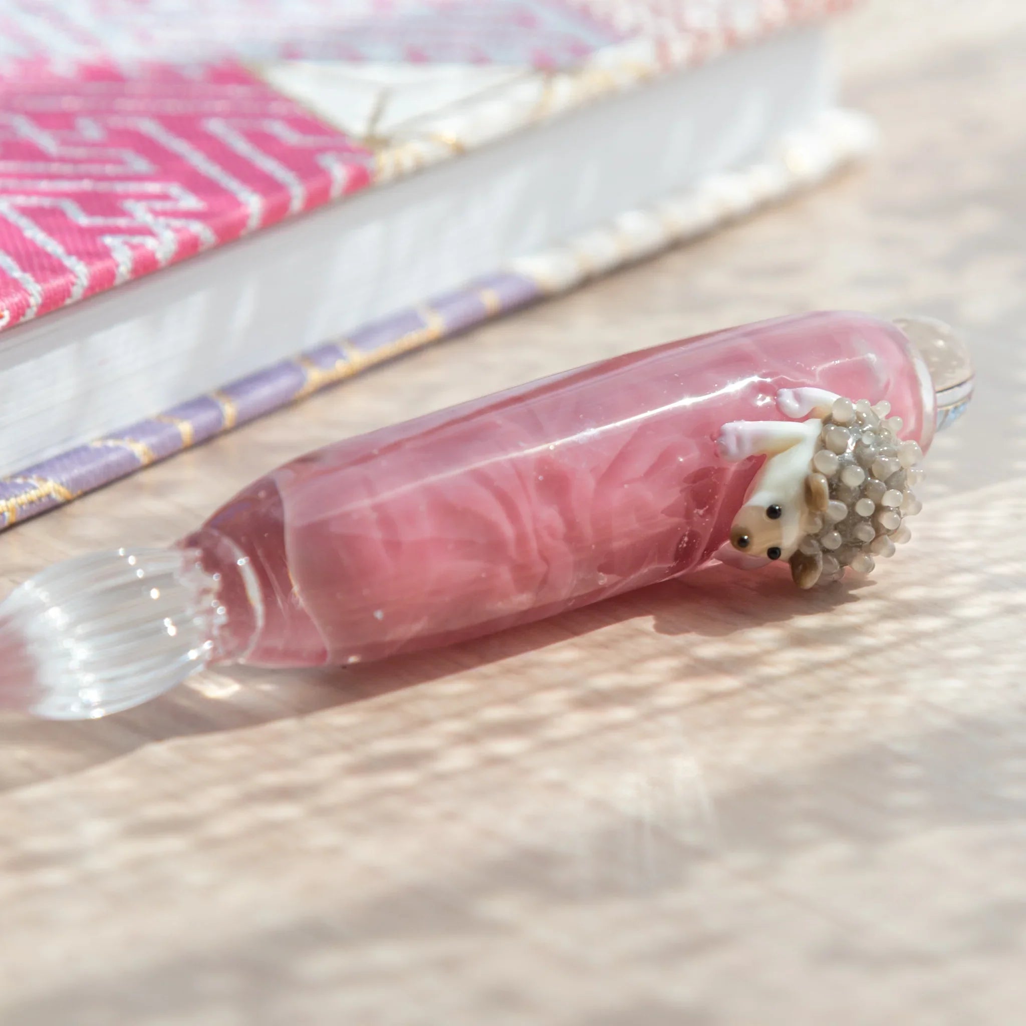 Cute hedgehog glass dip pen for nature-inspired writing and artistic calligraphy work with unique design