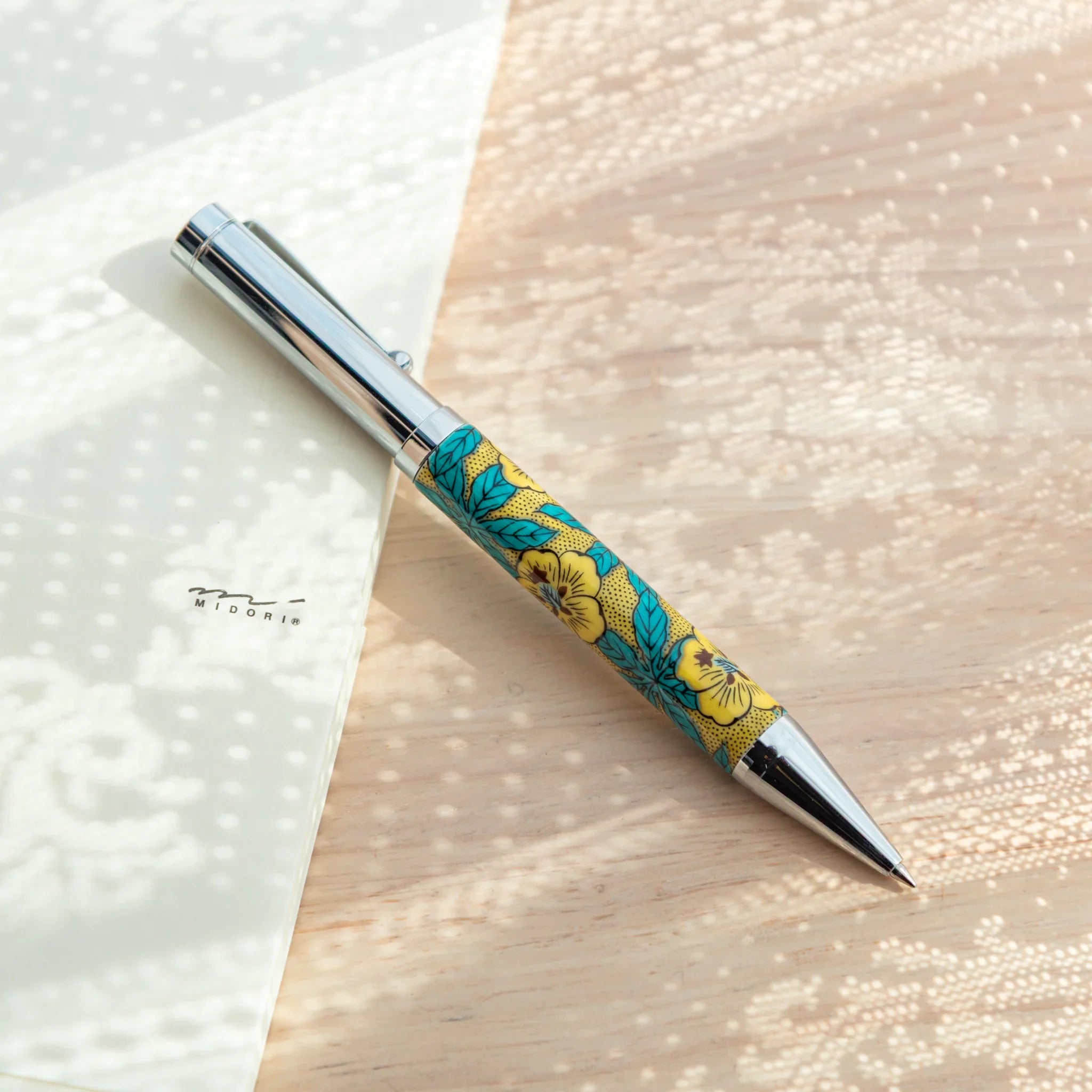 Hollyhock Kutani Ceramic Ballpoint Pen