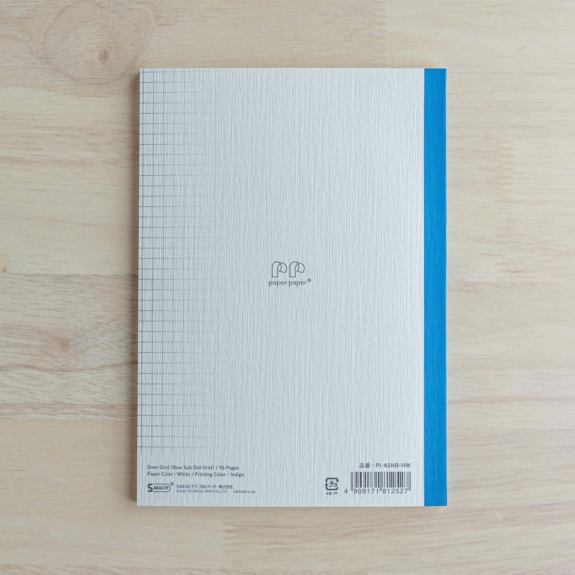 Iroful indigo A5 notebook with Japanese dye, back cover view with traditional Japanese binding craft