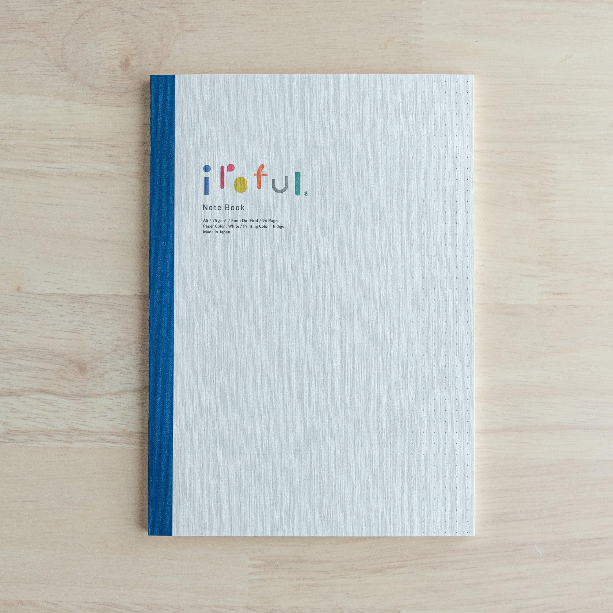 Iroful indigo A5 journal with quality, page corner detail showing paper craft quality with natural indigo dye