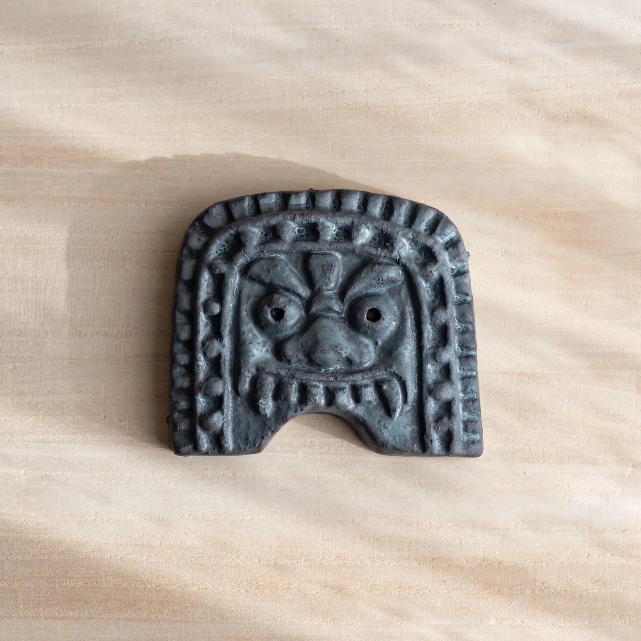 Handcrafted Japanese Paperweight inspired by Oni-gawara roof tiles, refined Desk Accessory symbolizing calm protection.