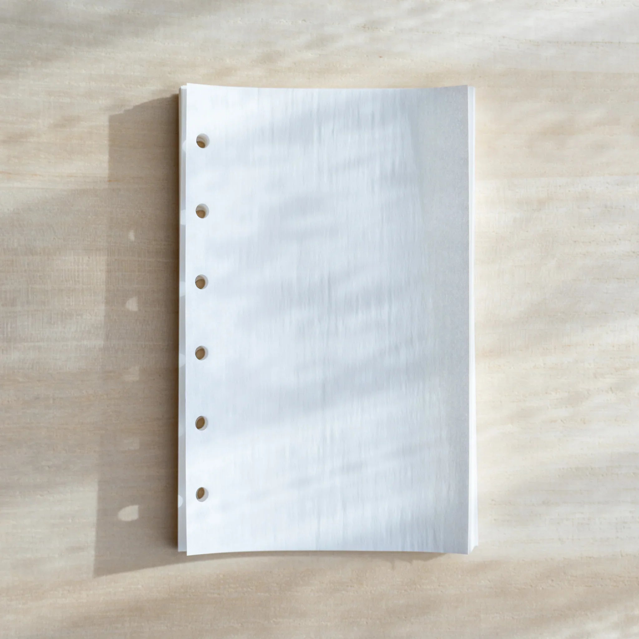 Kate Joe Onion Skin white Mini 6 refill showing stack of lightweight paper pages with quality