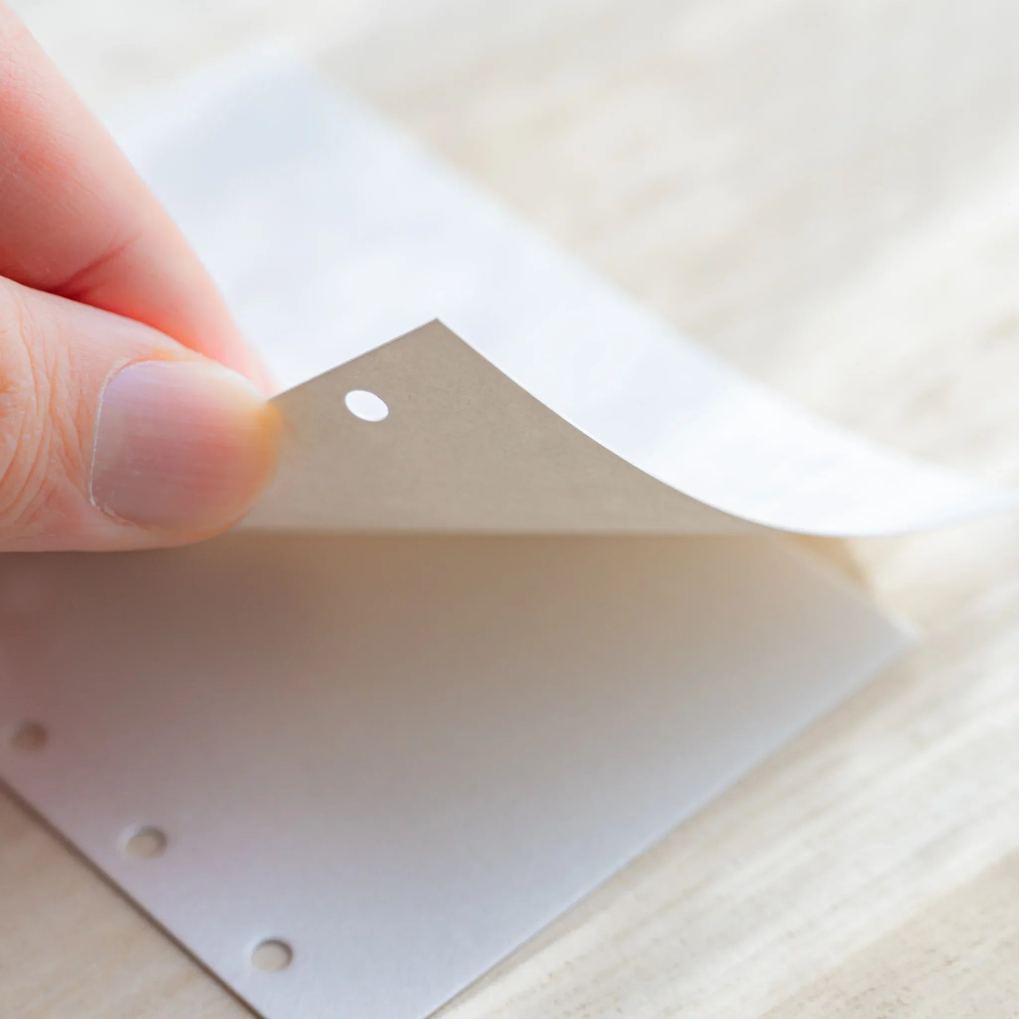 Kate Joe Onion Skin Mini 6 white refill detail showing lightweight paper quality