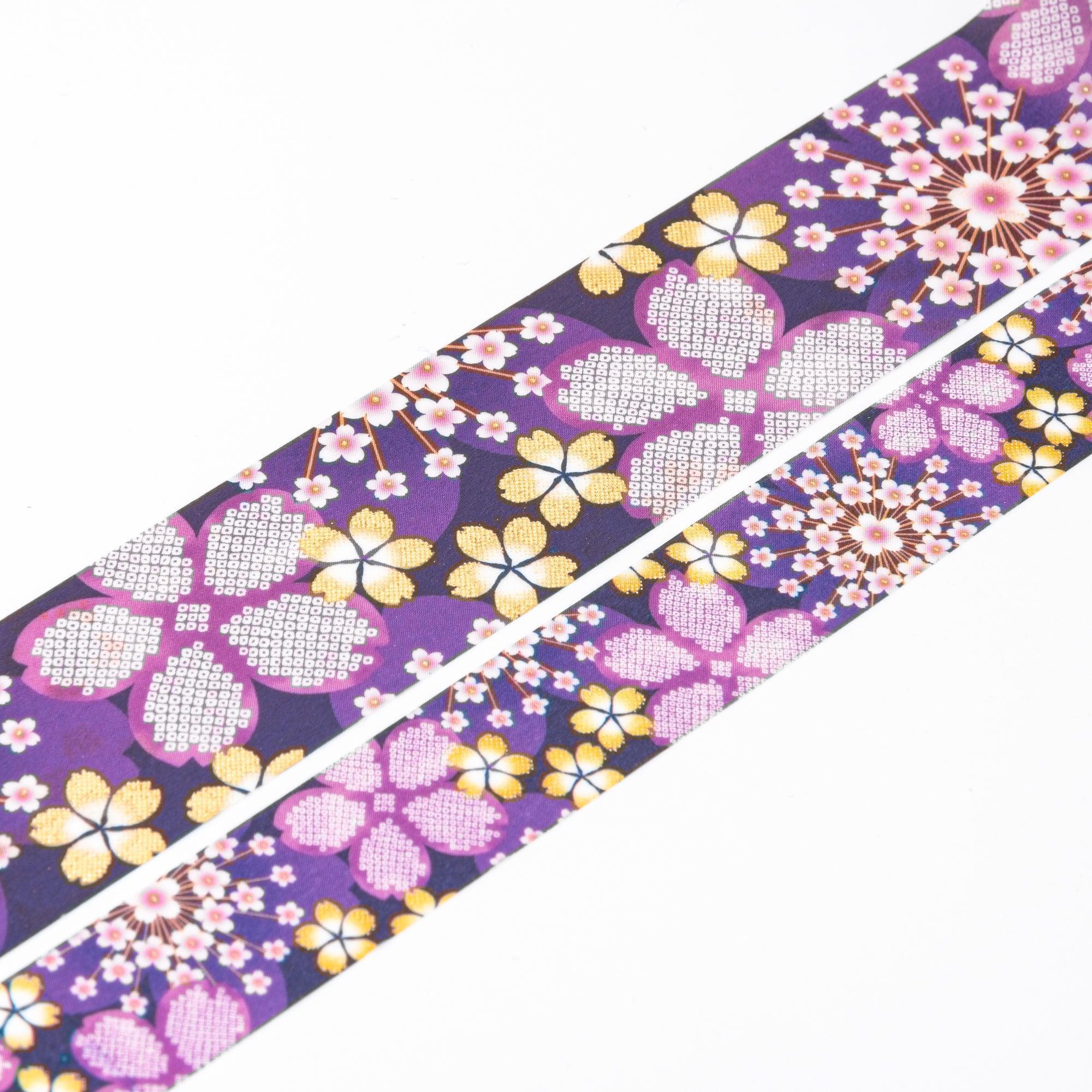 Kimono Beauty Series Hikita Sakura Iyo Washi Tape angled view showing delicate sakura flower design pattern
