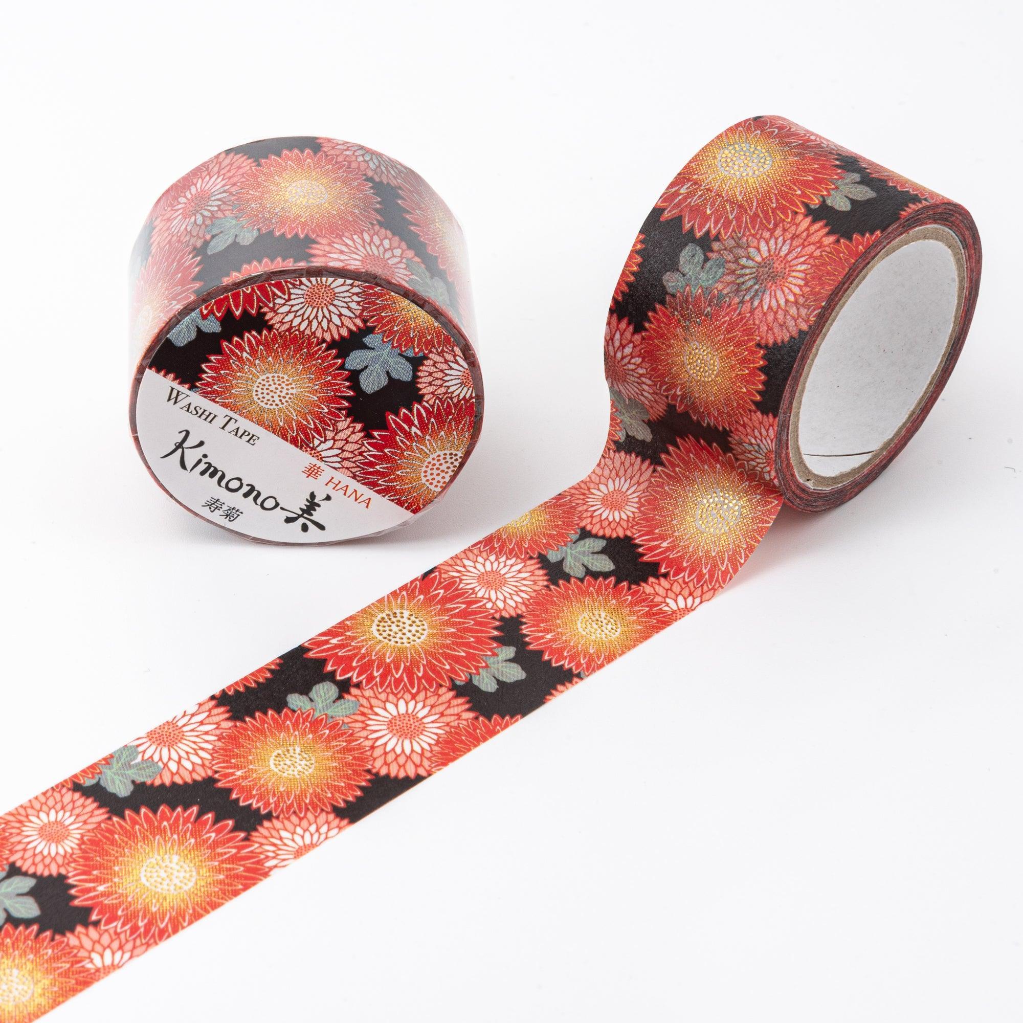 Washi tape Kimono Beauty series, side profile showing tape width and traditional Japanese pattern design