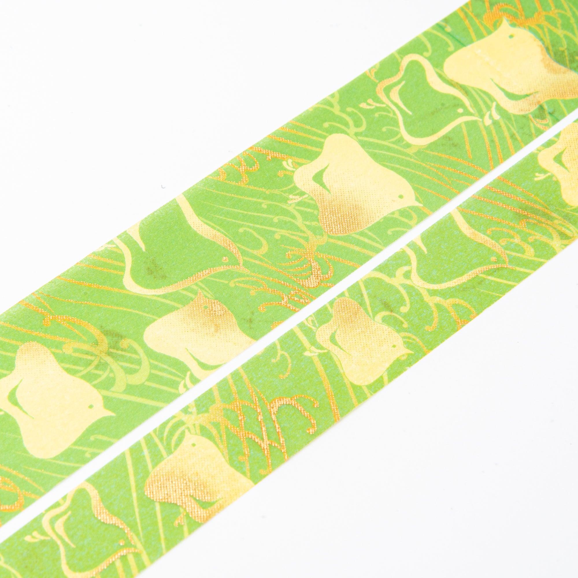 Kimono Beauty Series Nami Chidori Iyo Washi Tape angled view showing wave and chidori plover bird motif