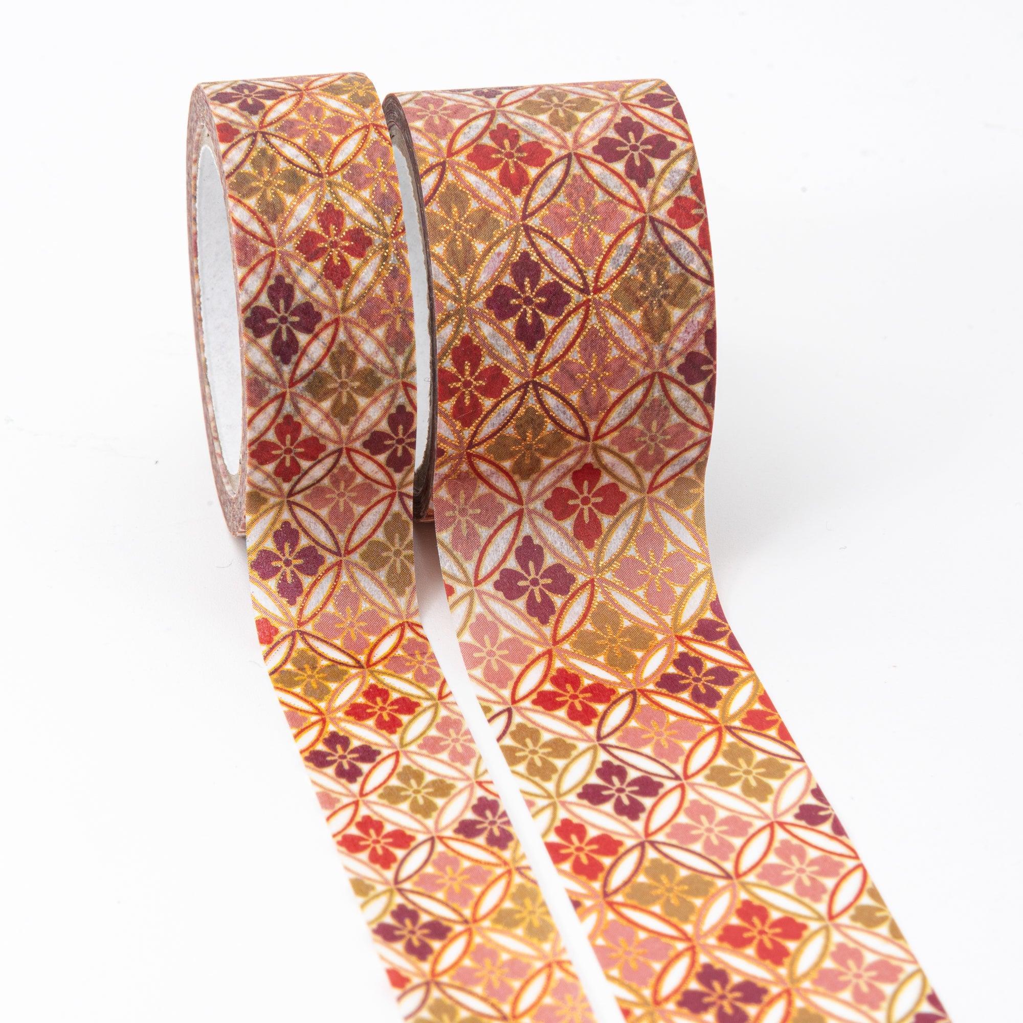 Kimono Beauty Series Shippo Hanabishi Iyo Washi Tape angled view showing hanabishi diamond geometric design