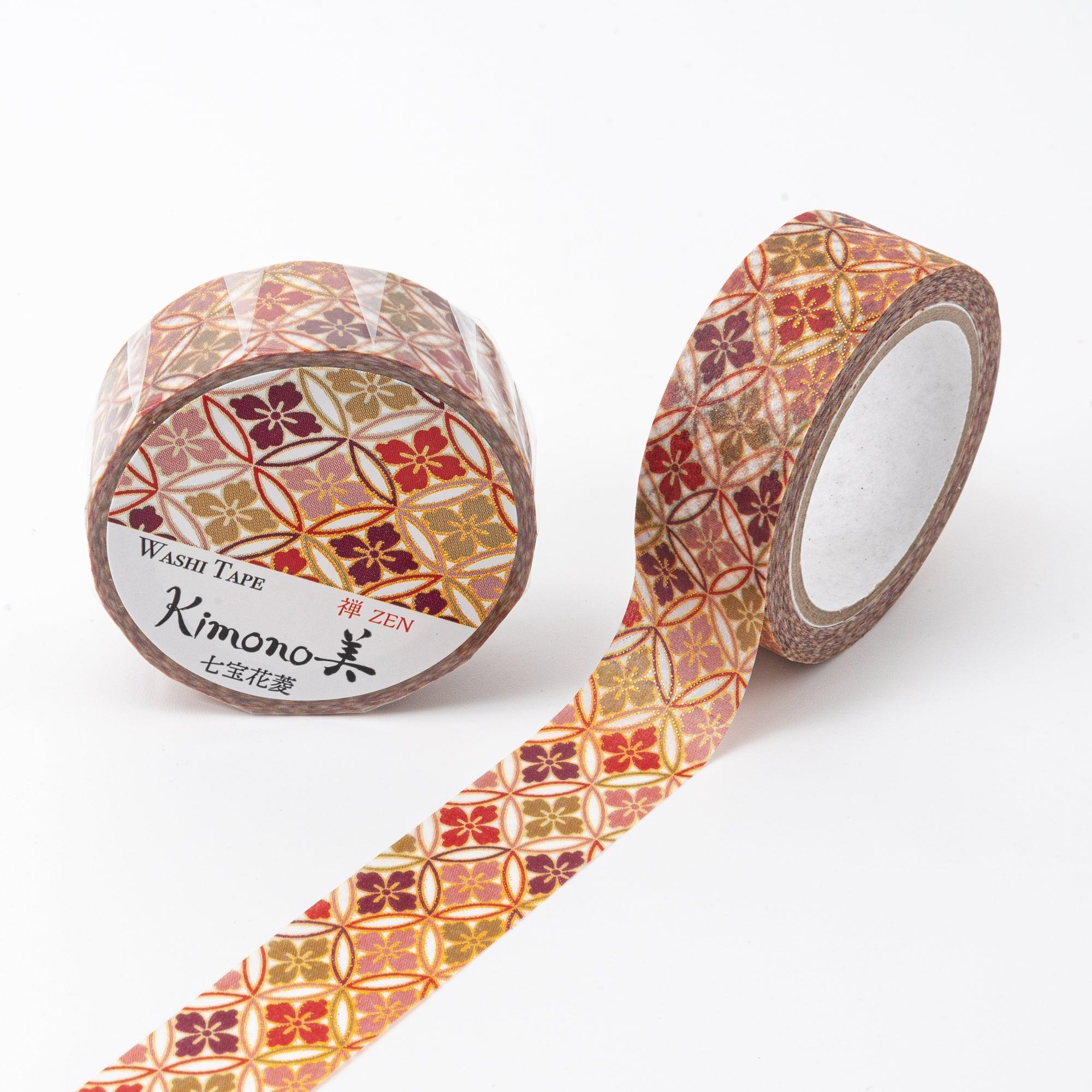 Kimono Beauty Series Shippo Hanabishi Iyo Washi Tape overhead view of traditional geometric pattern design