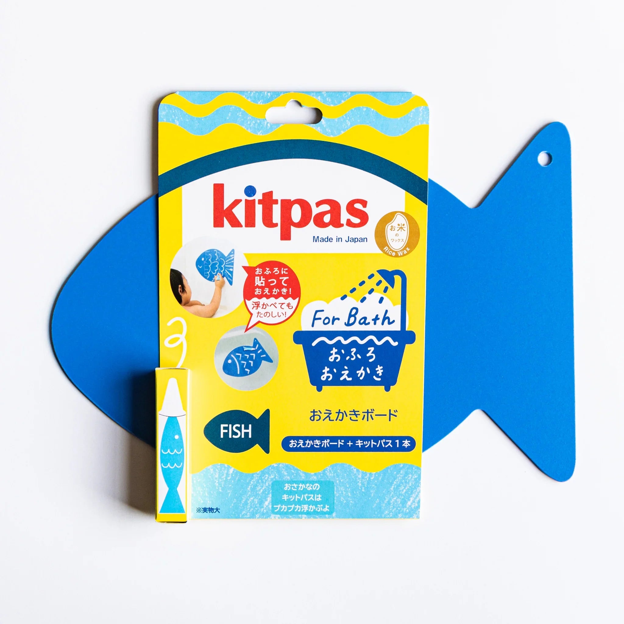 Kitpas for Bath drawing board fish variant with blue-colored board shaped like fish product for creative bath time play