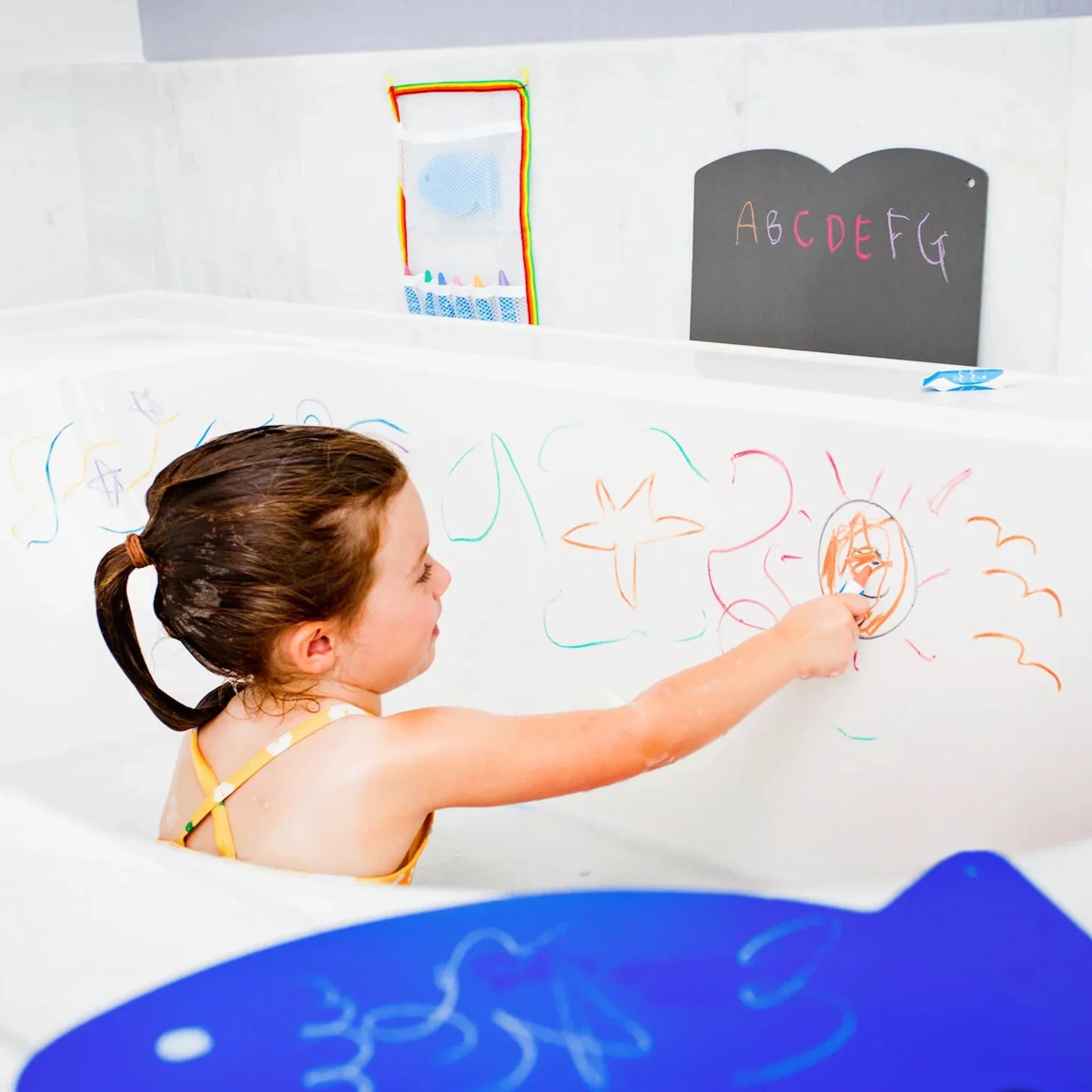 Kitpas watercolor crayons set displayed with bath-related stationery items product for creative bath time play