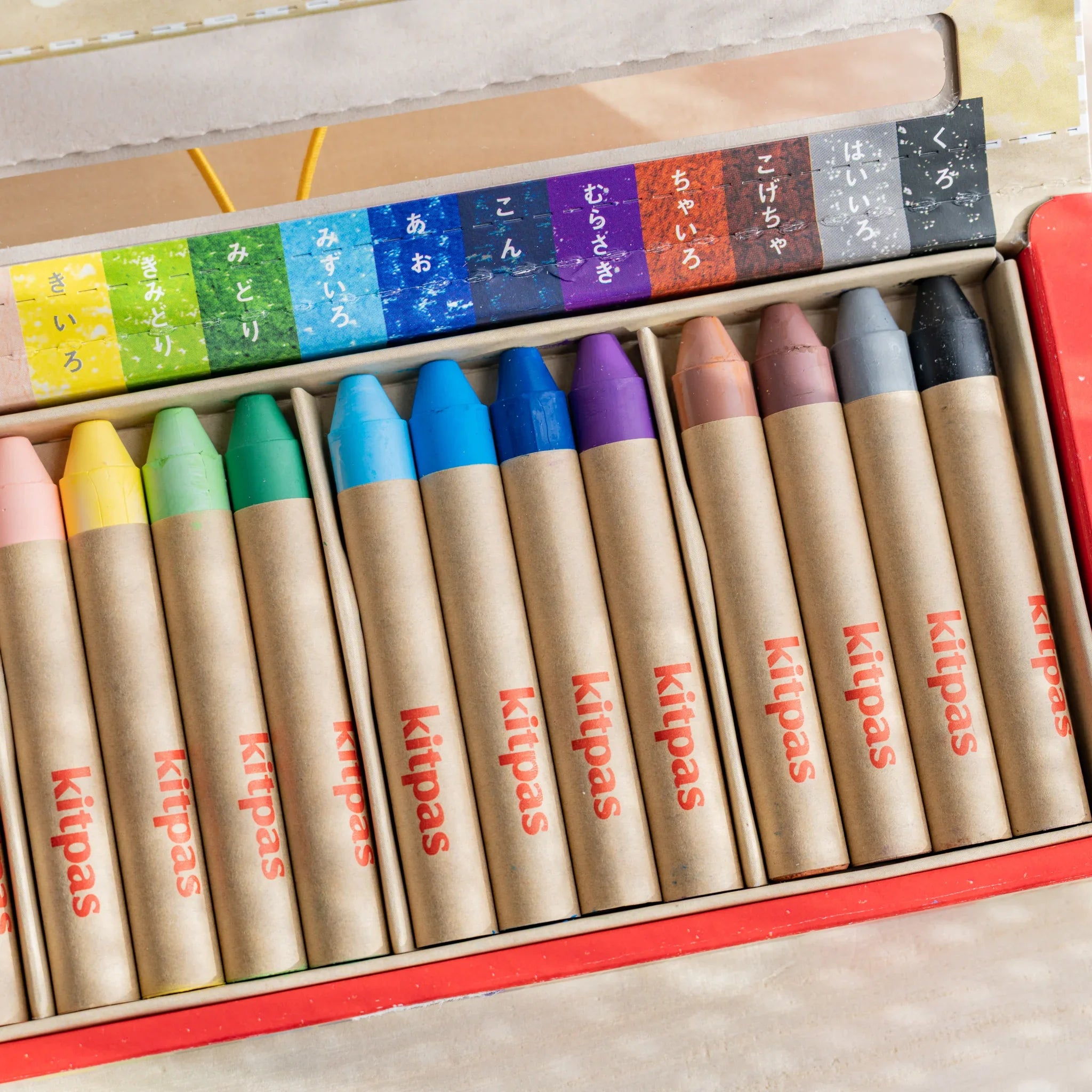 Demonstration of Kitpas crayons applied to paper with water showing the watercolor wash effect result