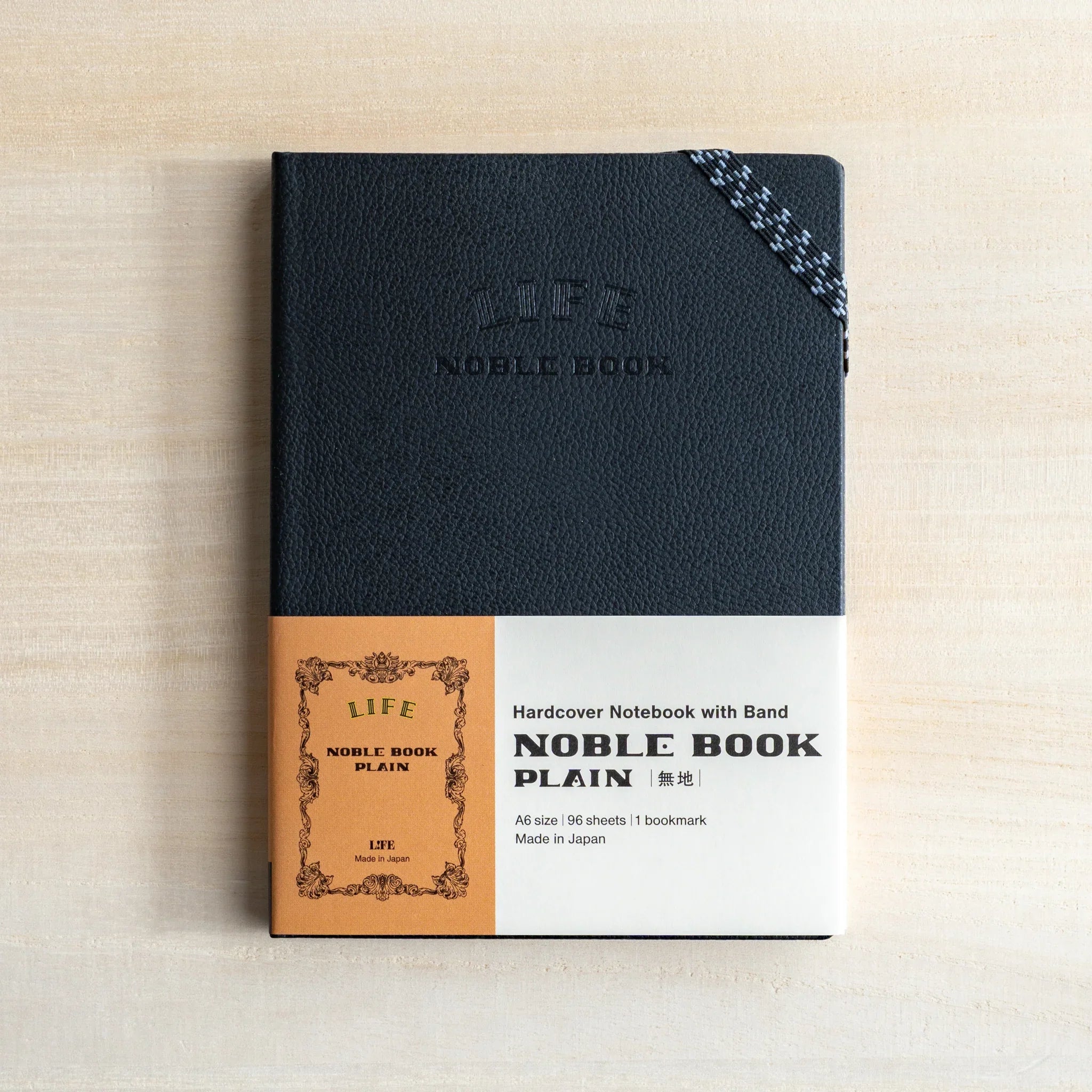 Life Noble A6 notebook, open view showing interior pages showing binding quality