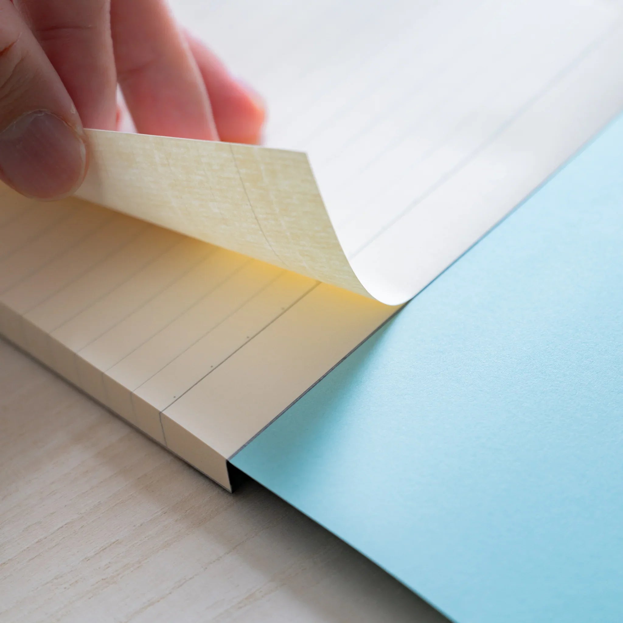 Life Noble A5 stationery pad, angled view showing decorative pattern highlighting binding detail